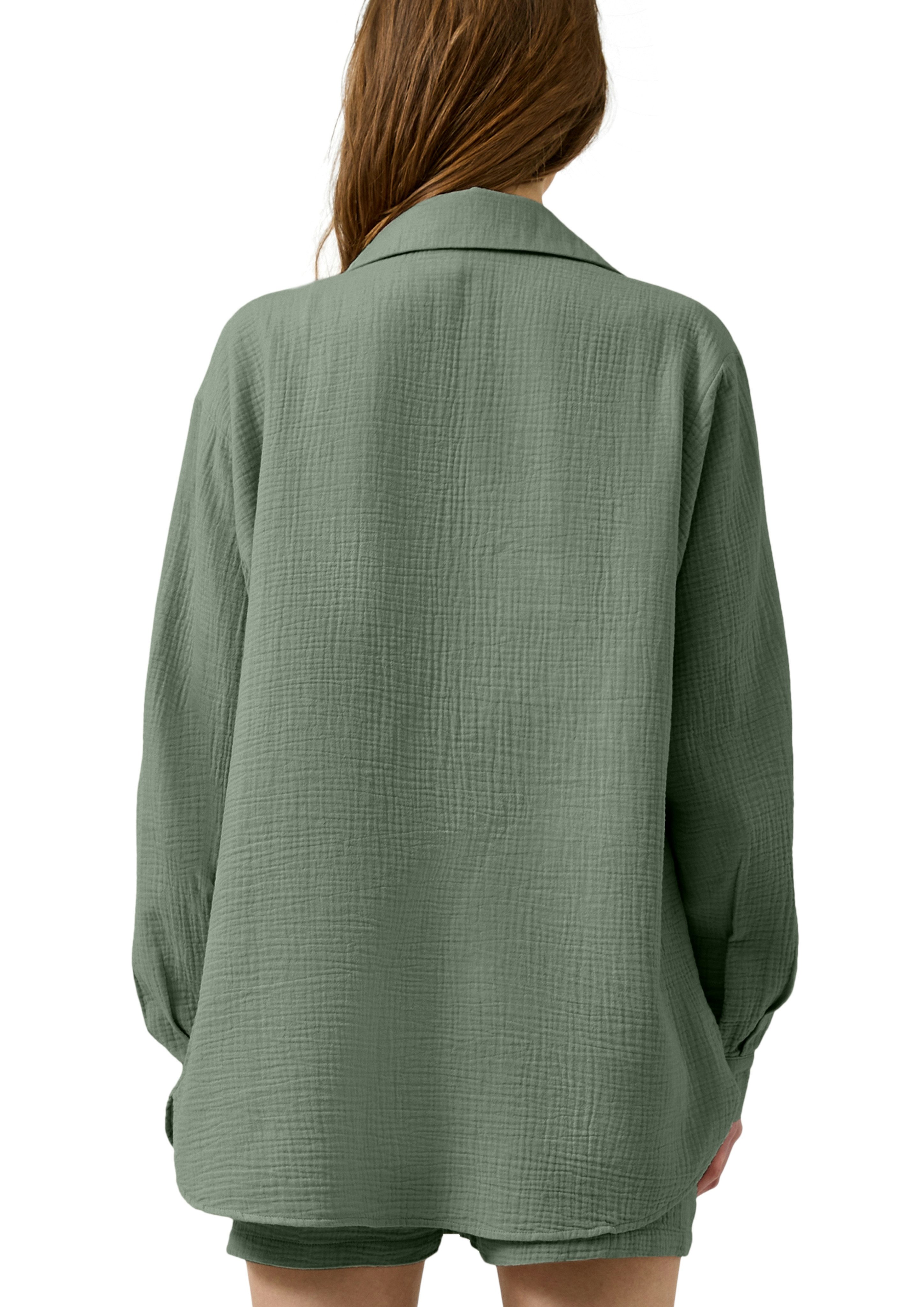 QS Langarmbluse Bluse extra lang, in Crashed-Optik