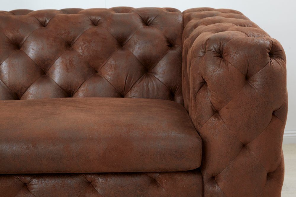 riess-ambiente 3-Sitzer MODERN BAROCK 235cm antik braun · Microfaser-Couch mit Federkern, Einzelartikel 1 Teile, 3-Sitzer Sofa · Chesterfield Design mit Zierste – Bild 5 von 5