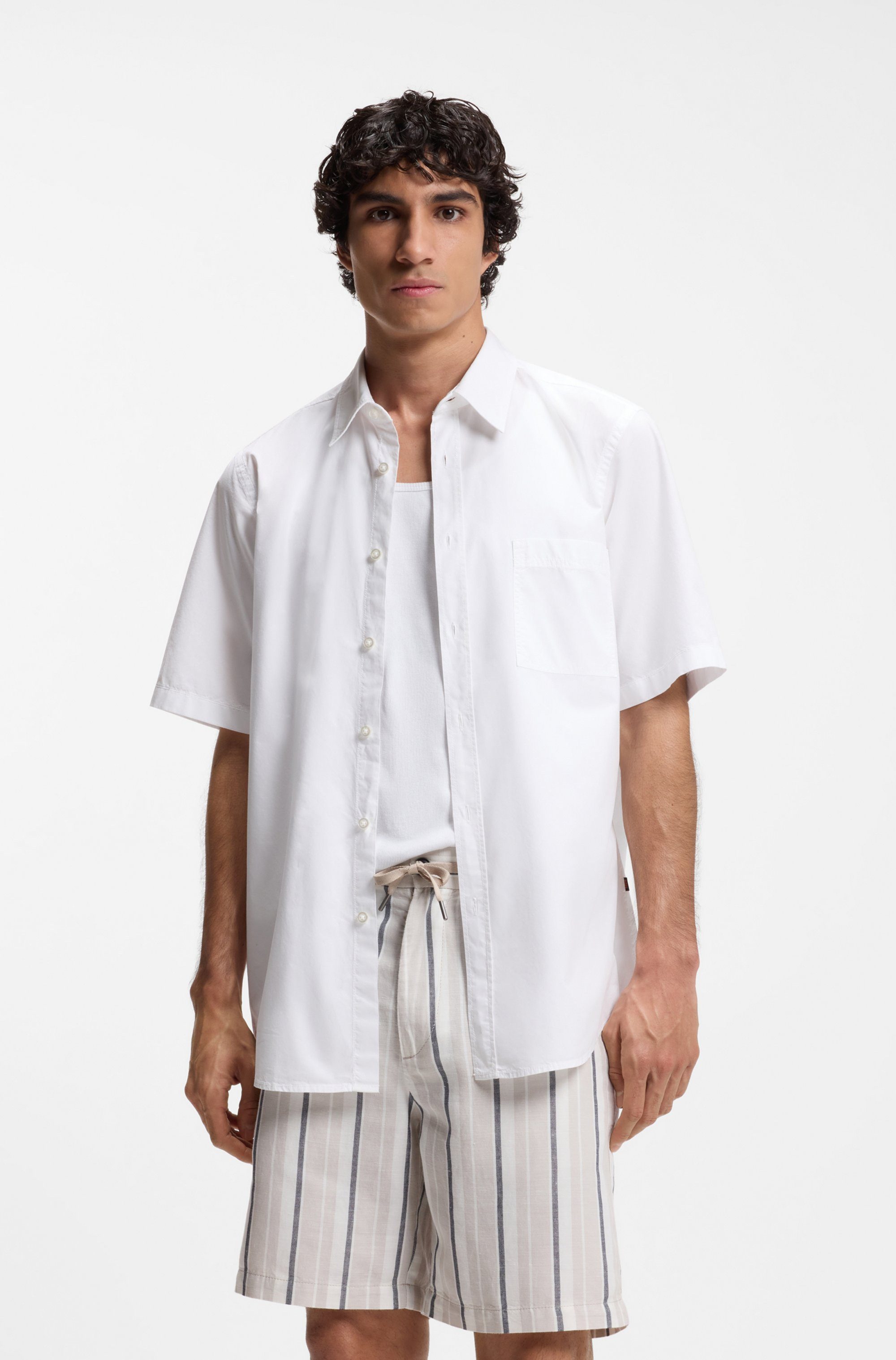 BOSS ORANGE Kurzarmhemd Regular Fit, Kentkragen, Kurzarm