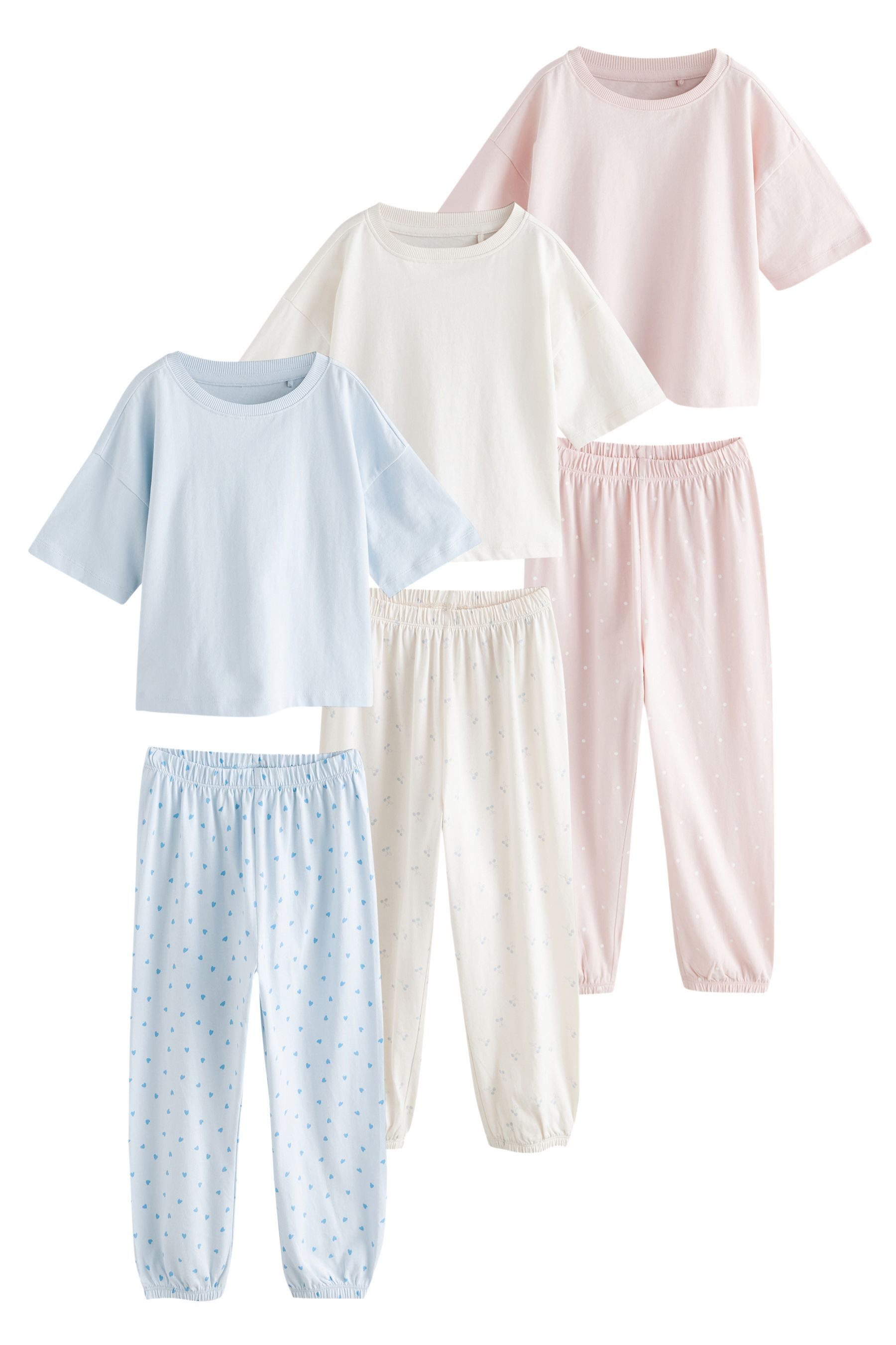 Next Pyjama Schlafanzug mit Jogginghose im 3er-Pack (6 tlg)