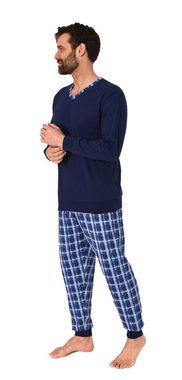 Normann Pyjama Normann Herren Schlafanzug mit Bündchen und karierter Jersey Hose