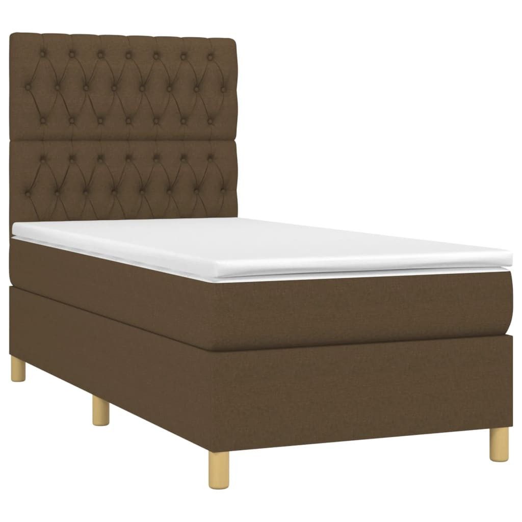 Bett Boxspringbett mit Matratze Dunkelbraun 90x190 cm Stoff