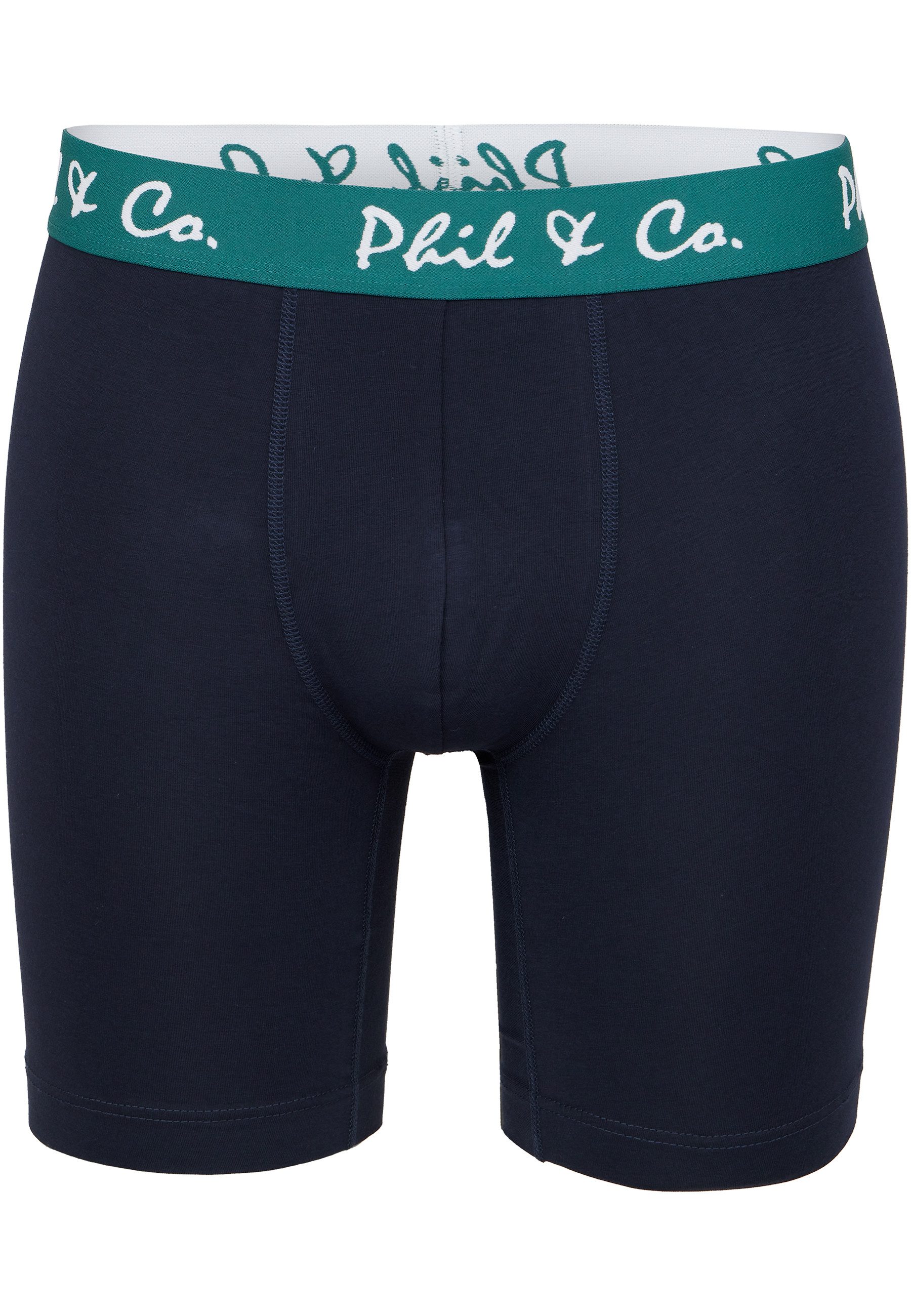 Phil & Co. Langer Boxer Long Boxer Briefs - langes Bein - Jersey - ohne störendes Etikett (4-St) Retroshorts Boxershorts Multipack Mehrpack Baumwolle Herren 4-P – Bild 4 von 5