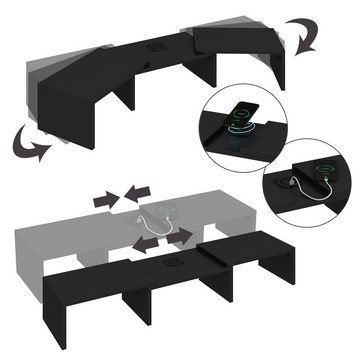 Vicco Computertisch Monitorständer Halva Schwarz mit QI/USB