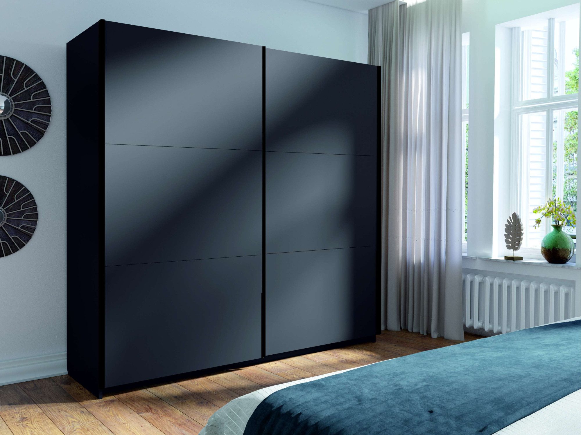 OTTO home Kleiderschrank Fresnooo Wäscheschrank mit 5 Einlegeböden und Kleiderstange Garderobe mit 2 Schwebetüren, B/H/T 200/207/62 cm