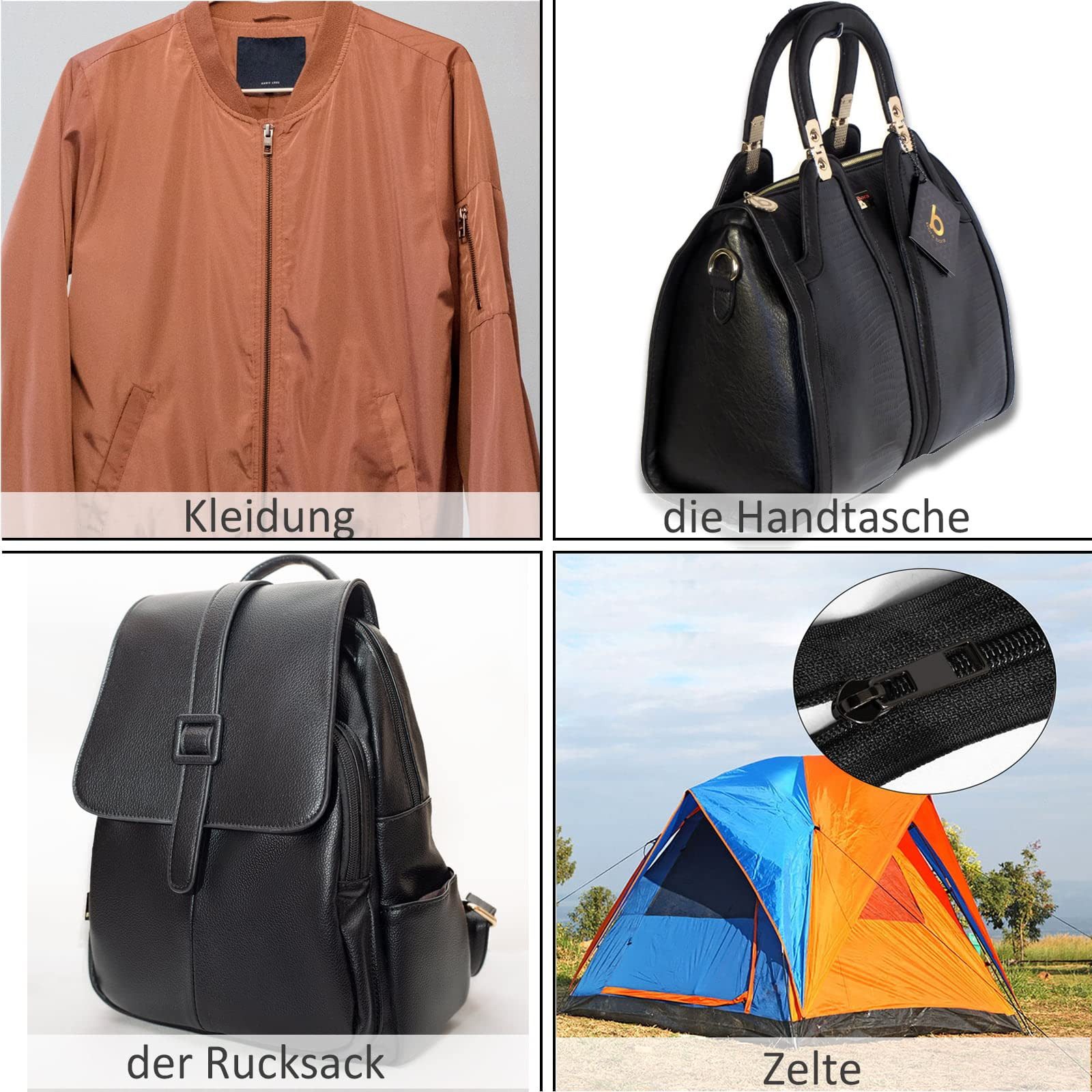 FOUORTUNATE-BEE Reißverschluss 105-teiliges Reißverschluss Reparaturset mit Schiebern, Universal Zipper Ersatz Set für Jacken, Taschen & Mäntel – Bild 4 von 5