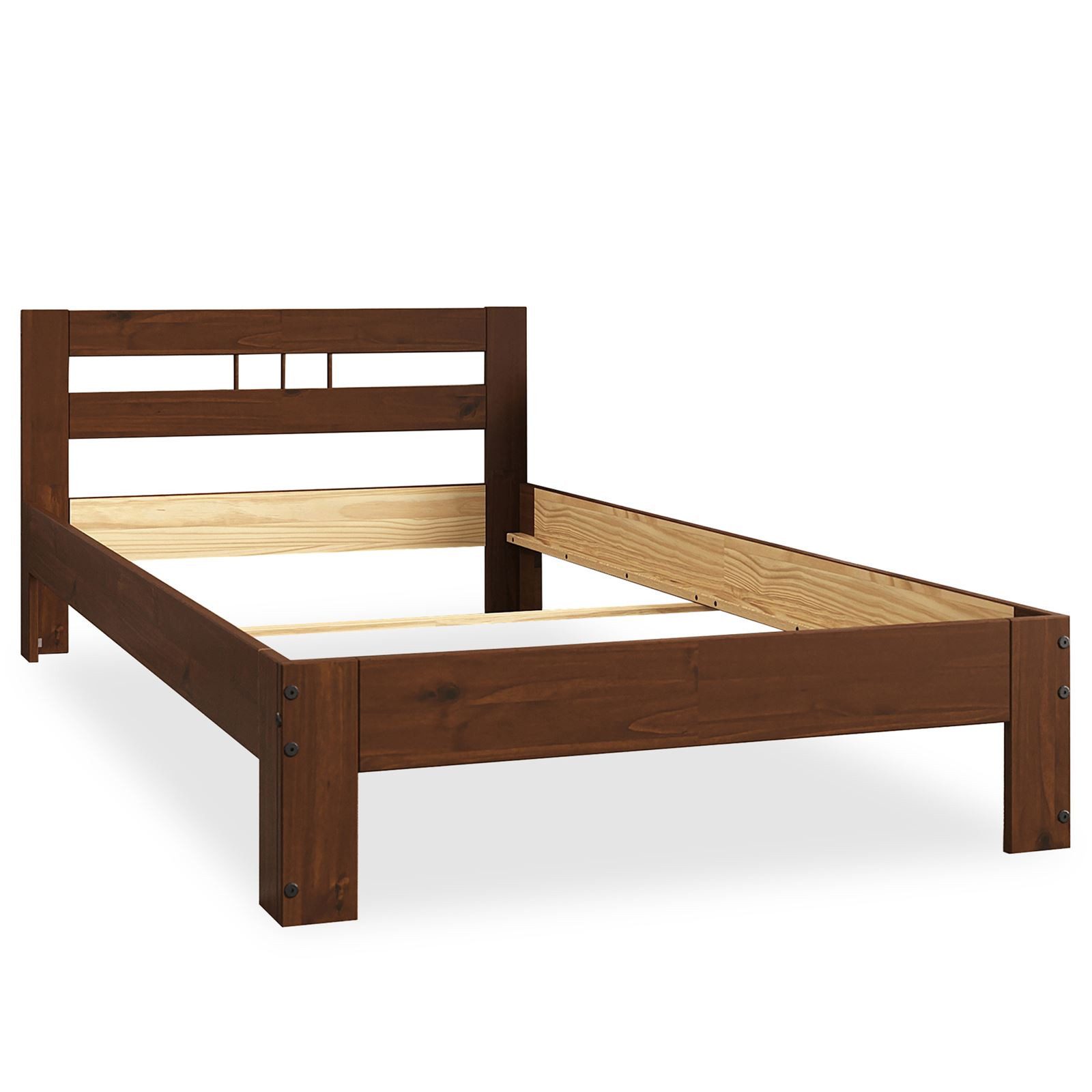 IDIMEX Massivholzbett THEO, Einzelbett aus Massivholz 90x200 cm- kastanie – Bild 4 von 5