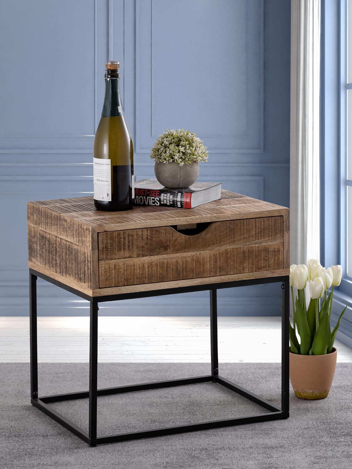 Amagohome Nachtschrank Nachtschrank Holz massiv Nachtkästchen 45x45x35cm Nachtkonsole Beistel