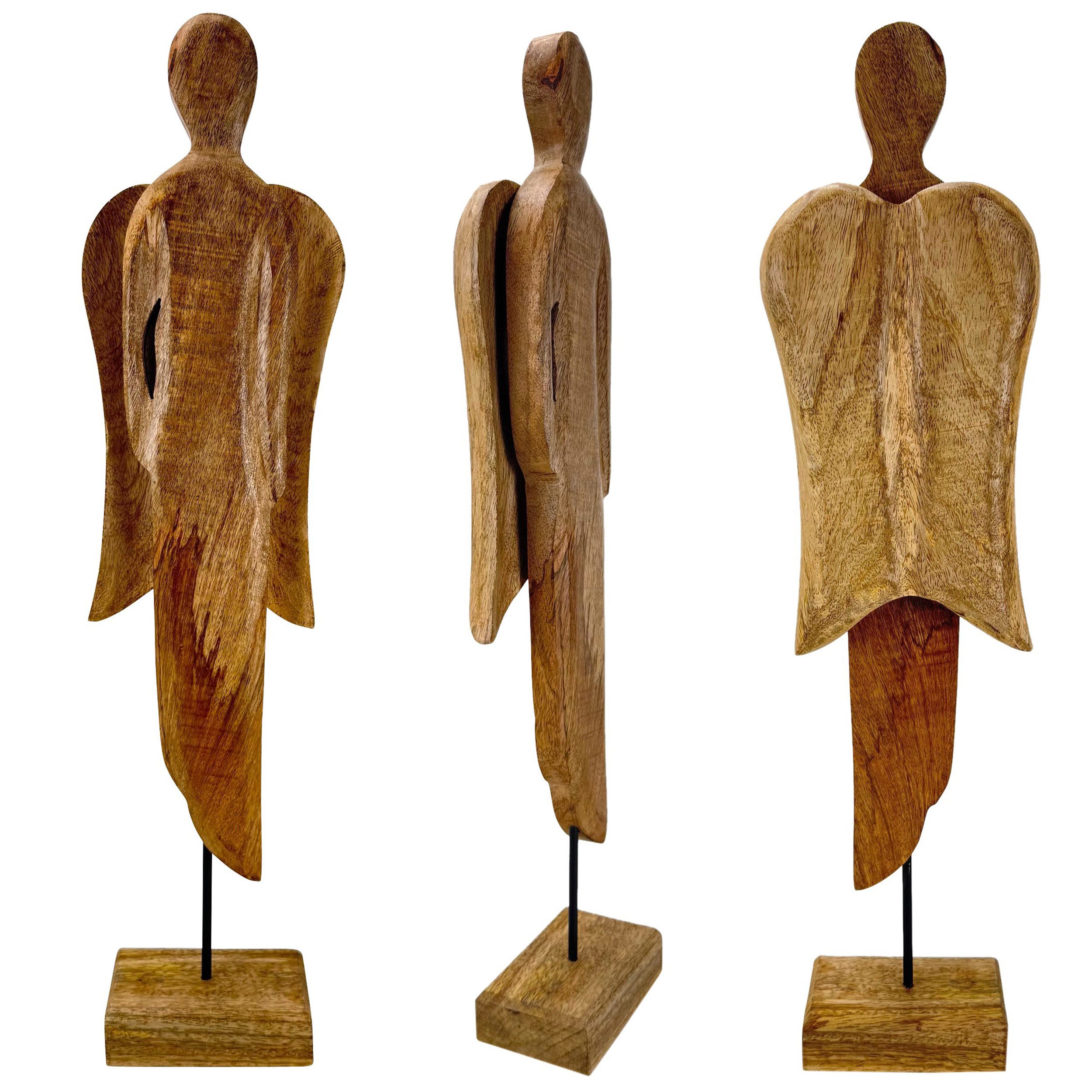 Online-Fuchs Dekofigur Engel mit Flügeln aus Mangoholz - Deko Herbst, Winte günstig online kaufen