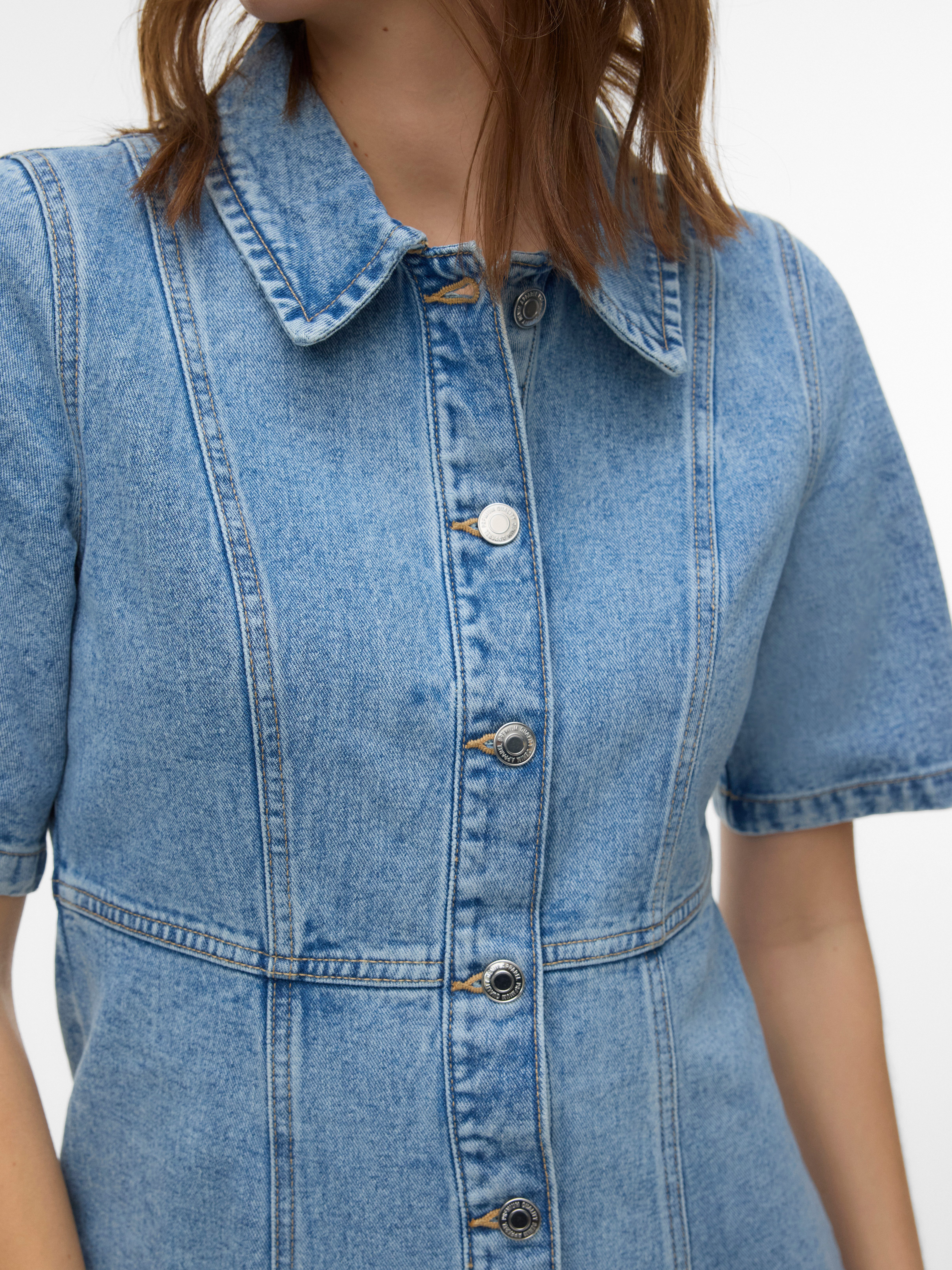 Vero Moda Jeanskleid VMDAISY 2/4 SHORT DENIM DRESS NOOS Baumwolle