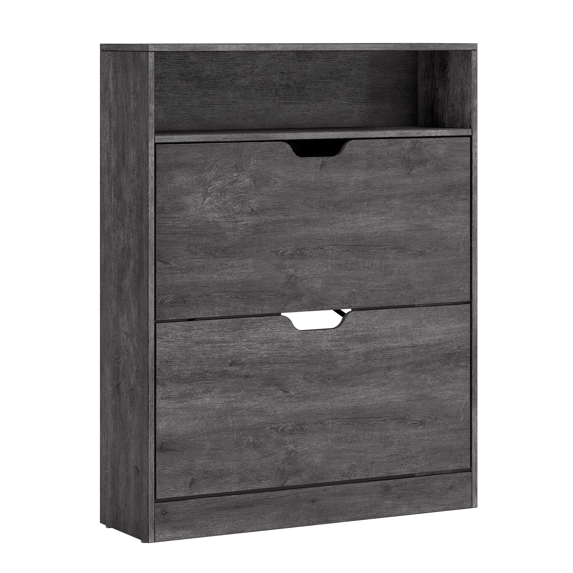 VASAGLE Schuhschrank Schuhkipper, 2 oder 3 Klappen, Trennwände verstellbar 24 x 80 x 102 cm, Schuhaufbewahrung, offenes Fach, Trennwand