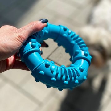 Intirilife Kauspielzeug, Hunde Kauspielzeug 12.5 x 4 cm Kauring aus blauem Gummi