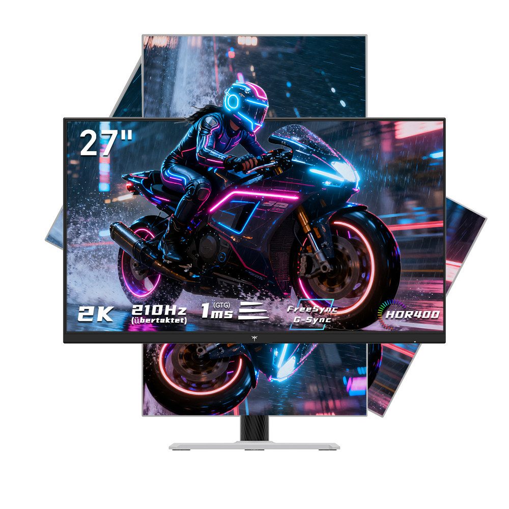 KTC H27T6 Gaming-Monitor (2560 x 1440 px, 2K QHD, 1 ms Reaktionszeit, 210 Hz, Fast IPS, 2560 * 1440 bei 200 Hz, Overdrive bis 210 Hz, HDR400)