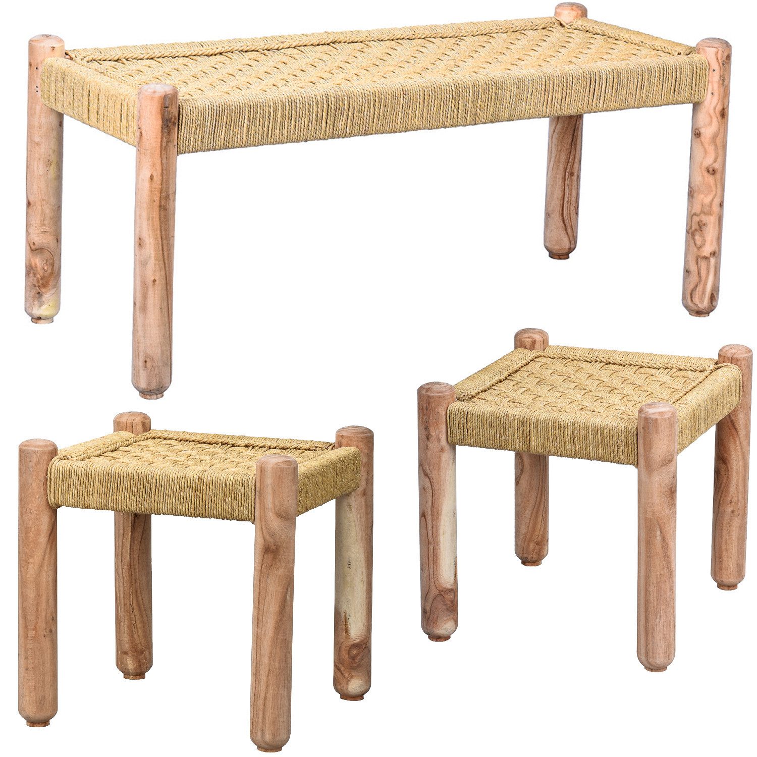 Marrakesch Orient & Mediterran Interior Gartenbank 3er Set Boho Style 2 Табуретки Sitzbank Josue, Handarbeit