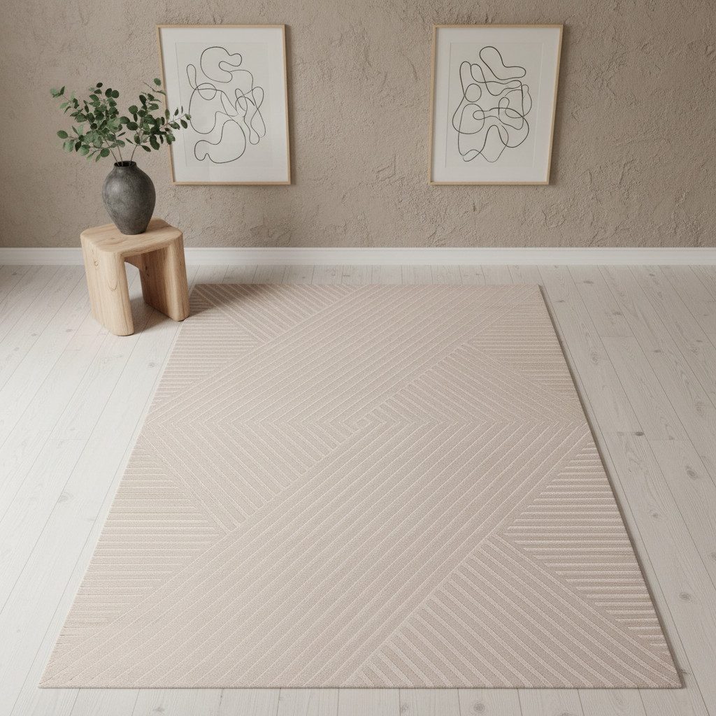 KADIMA DESIGN Teppich ILLER Wohnzimmer Schlafzimmer Waschbar Wohnzimmerteppich Esszimmer, Läufer, Höhe: 14 mm, Beige, 80x150 cm, Strapazierfähig Fußbodenheizung – Bild 3 von 5