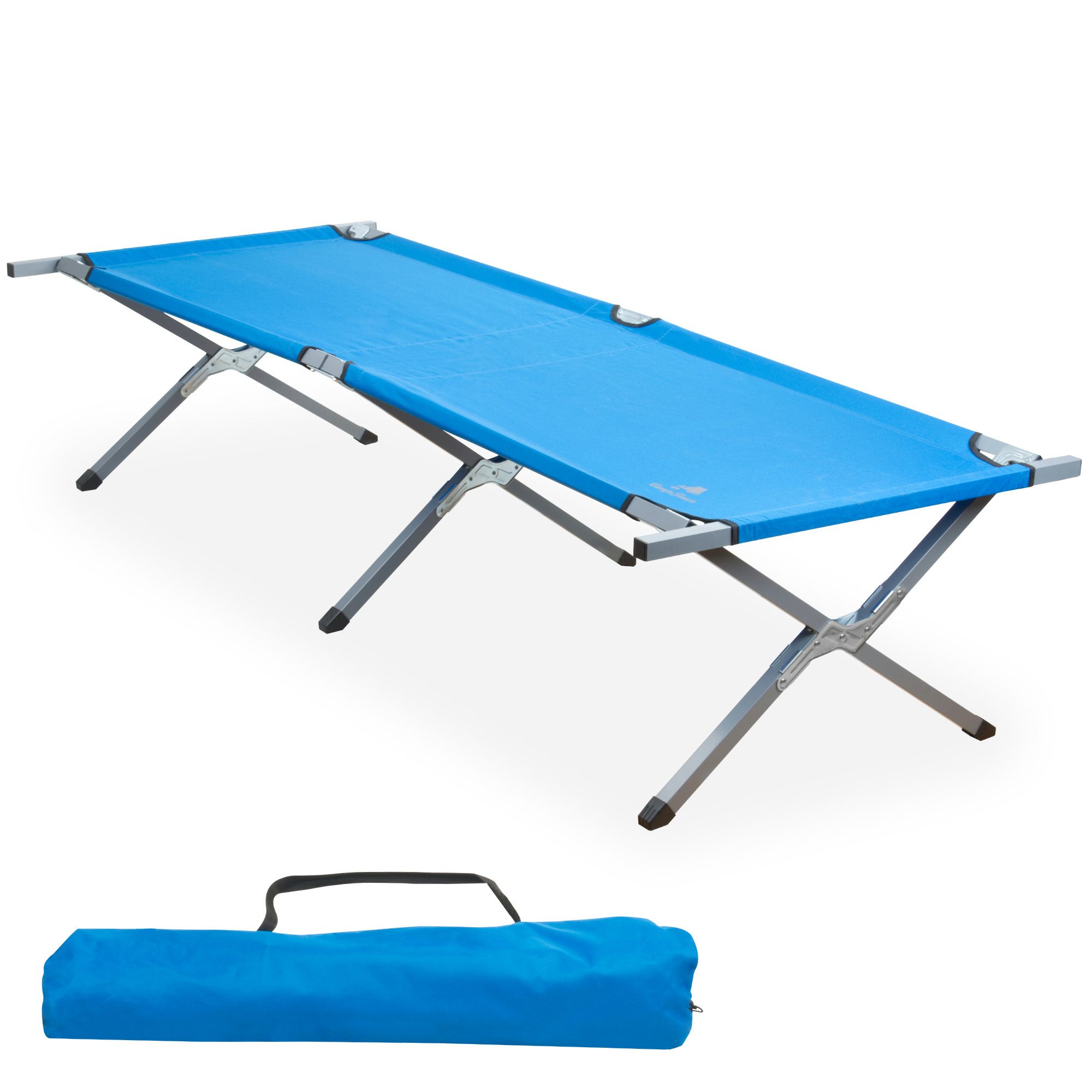 CampFeuer Gartenliege Feldbett mit Tragetasche, Blau, günstig online kaufen