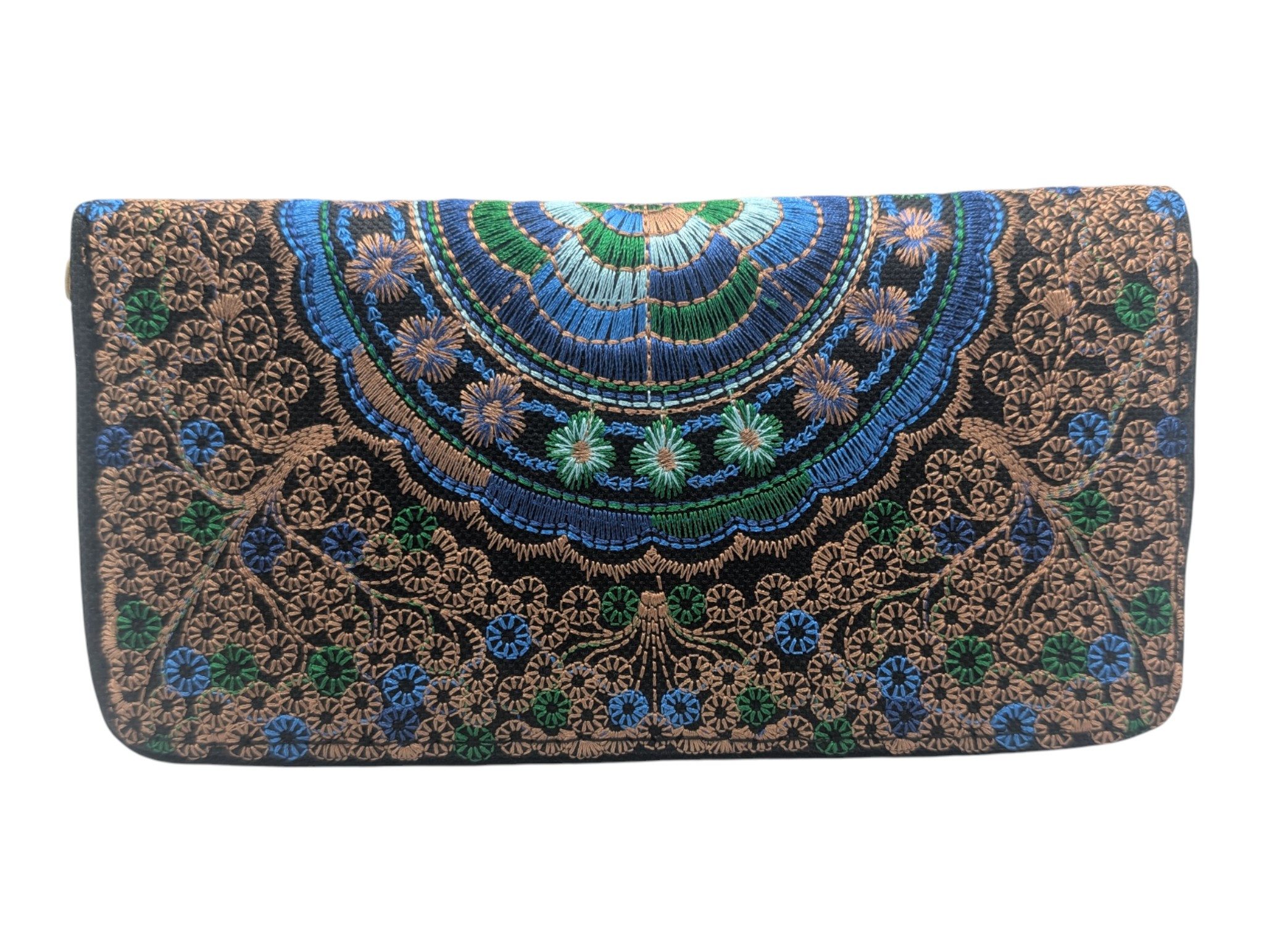 Geldbörse Blumen Mandala aufwendig Bestickter Geldbeutel Eleganz in drei Farben