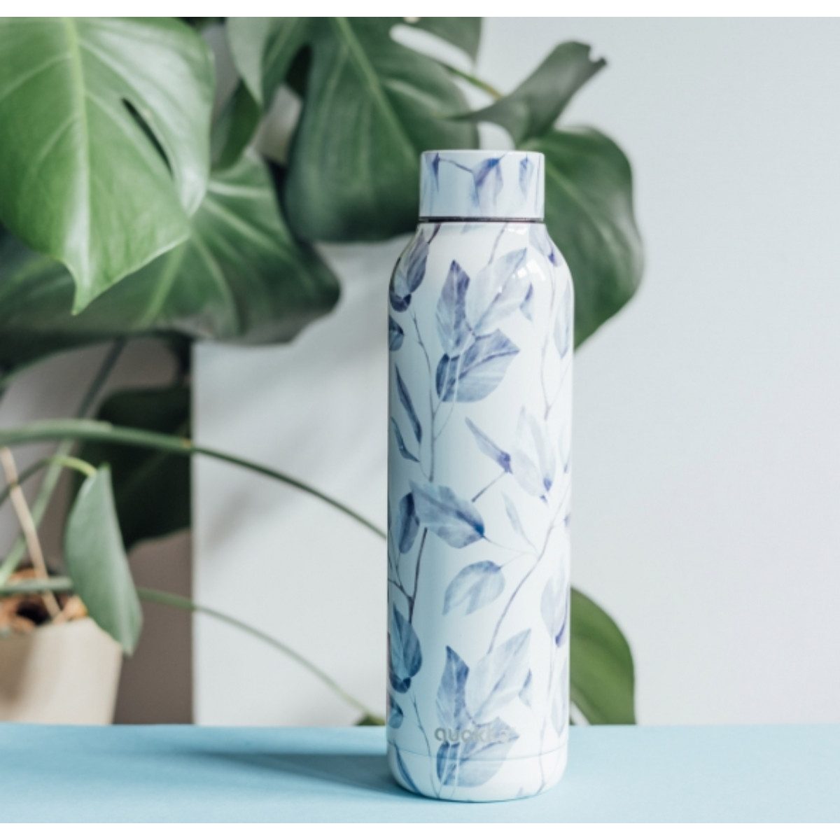 Stor Trinkflasche Quokka 630 ml GRAY BOUQUET Edelstahl Doppelwandig Heiß Kalt isoliert