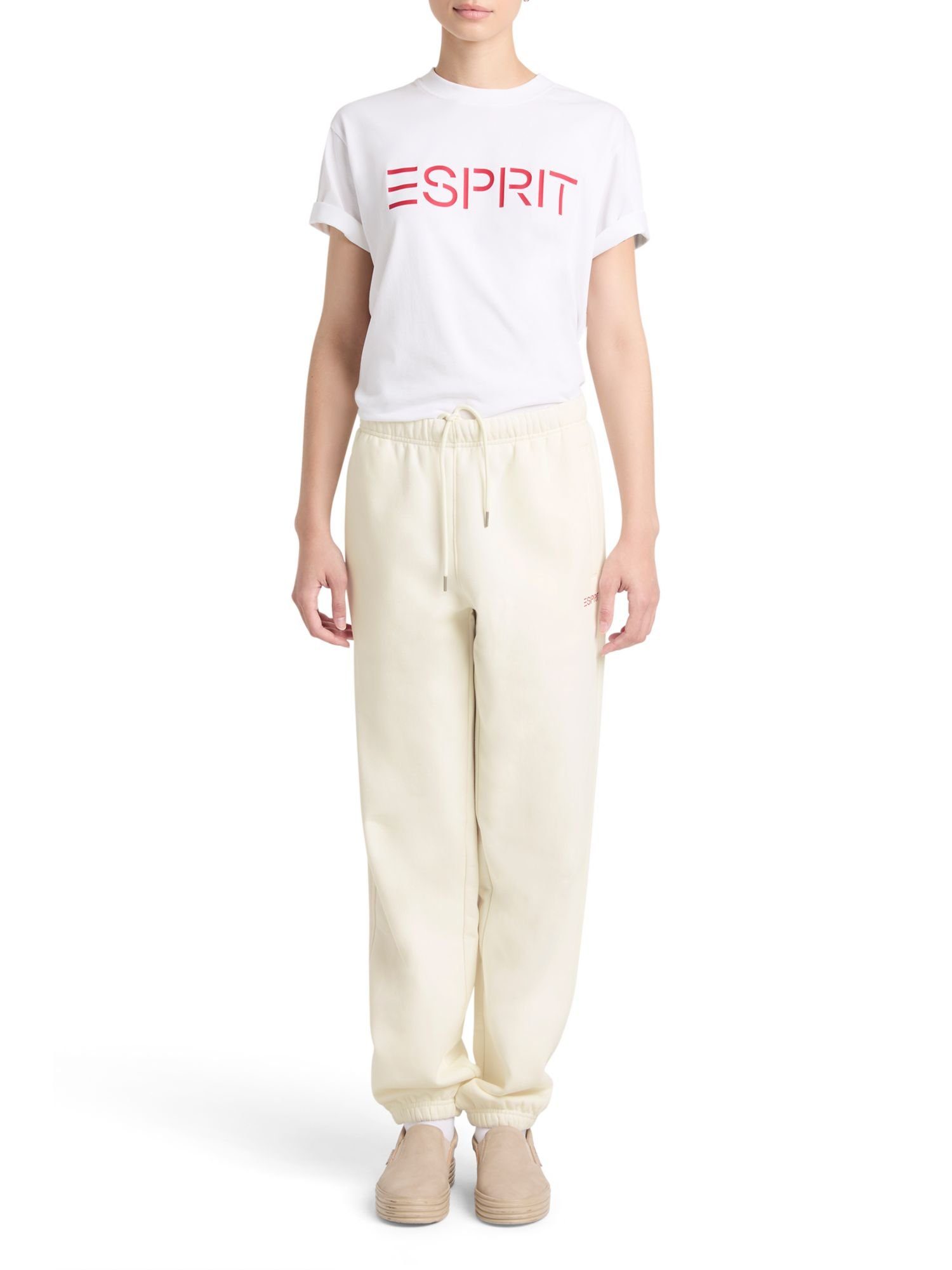 Esprit Jogginghose Logo-Sweathose Baumwollfleece OFF aus Unisex WHITE