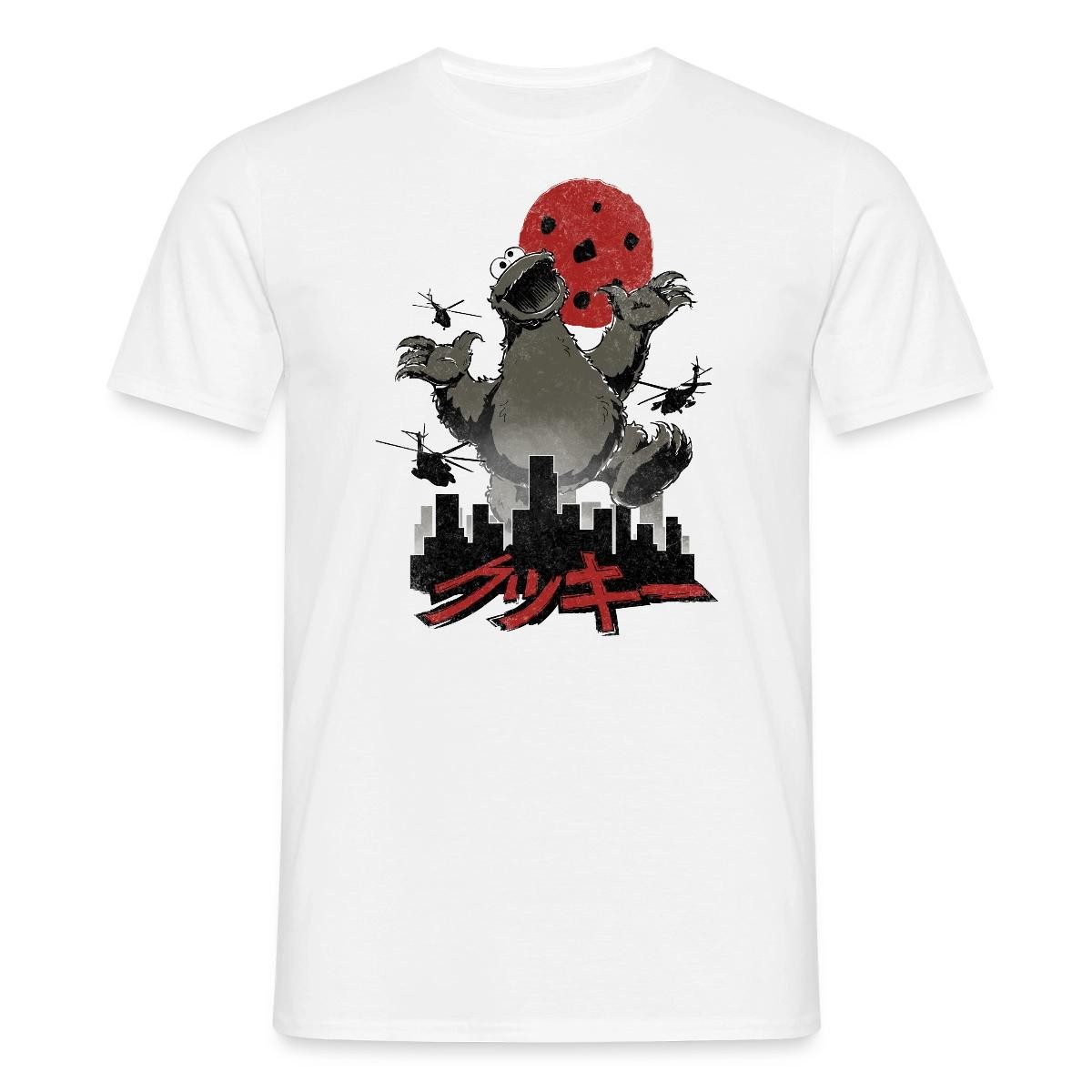 Spreadshirt T-Shirt Sesamstraße Krümelmonster Cookiezilla Männer T-Shirt (1-tlg)