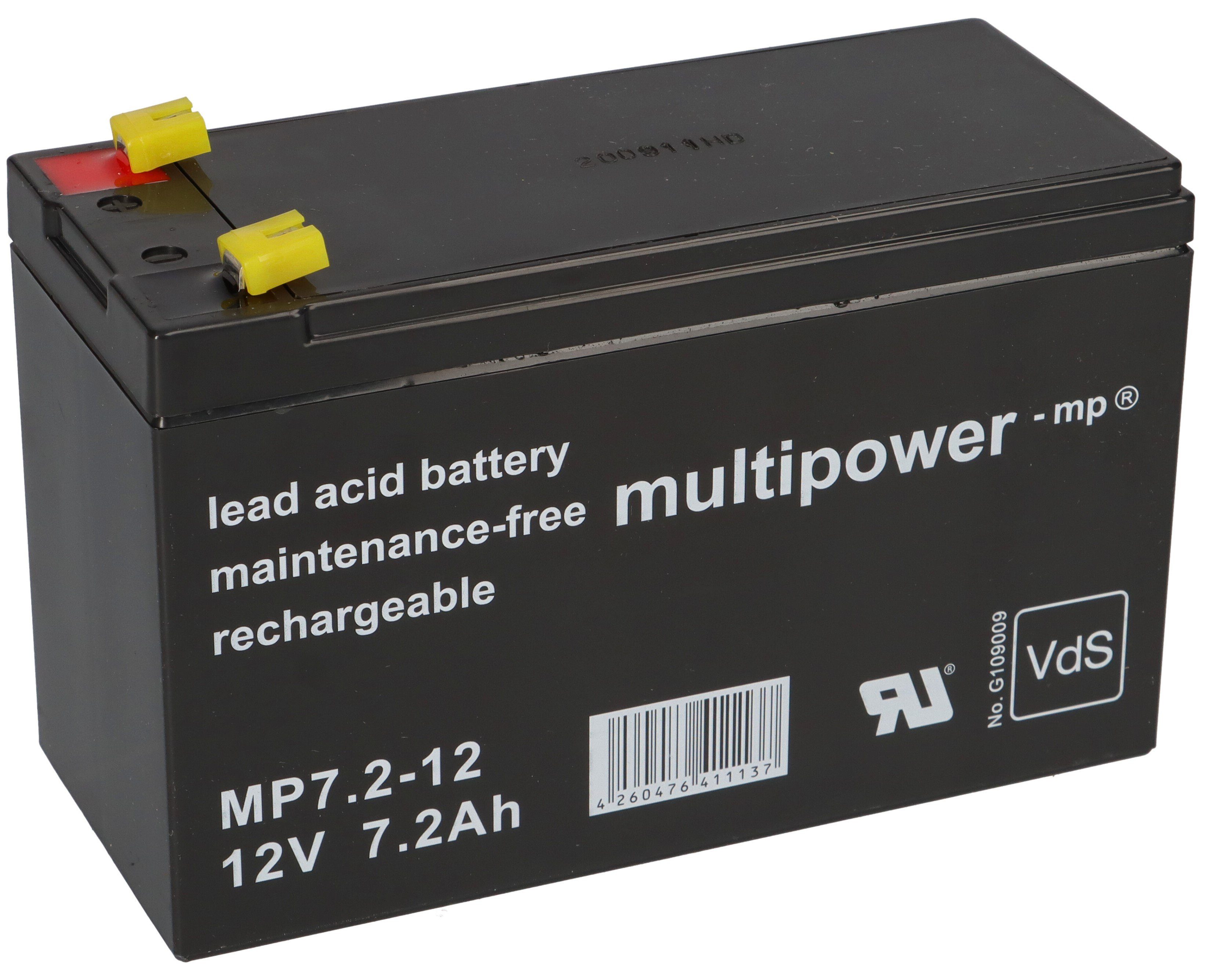 Multipower Multipower Blei-Akku MP7,2-12 Pb 12V / 7,2Ah VdS G109009, Faston 4,8 Bleiakkus