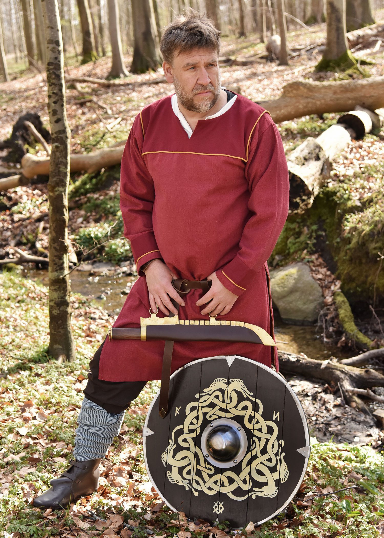 Battle Merchant Wikinger-Kostüm Angelsächsischer Schild mit Schlangenmotiv und Runen, 61 cm (24 Zoll)