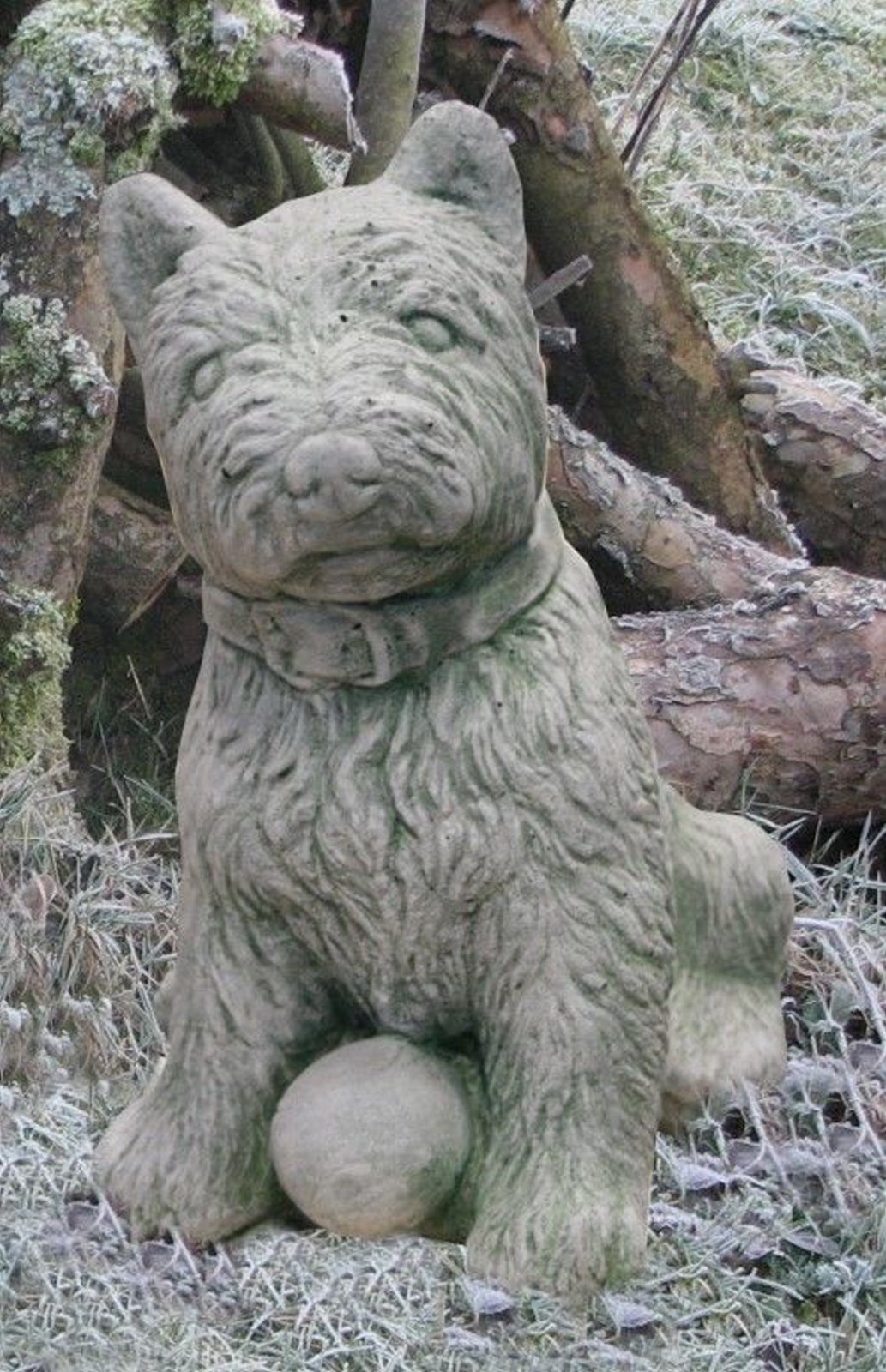 dynamic24 Gartenfigur 26cm, handgefertigt Steinfiguren Garten Welpe Hund massiv Statue Beton 5kg