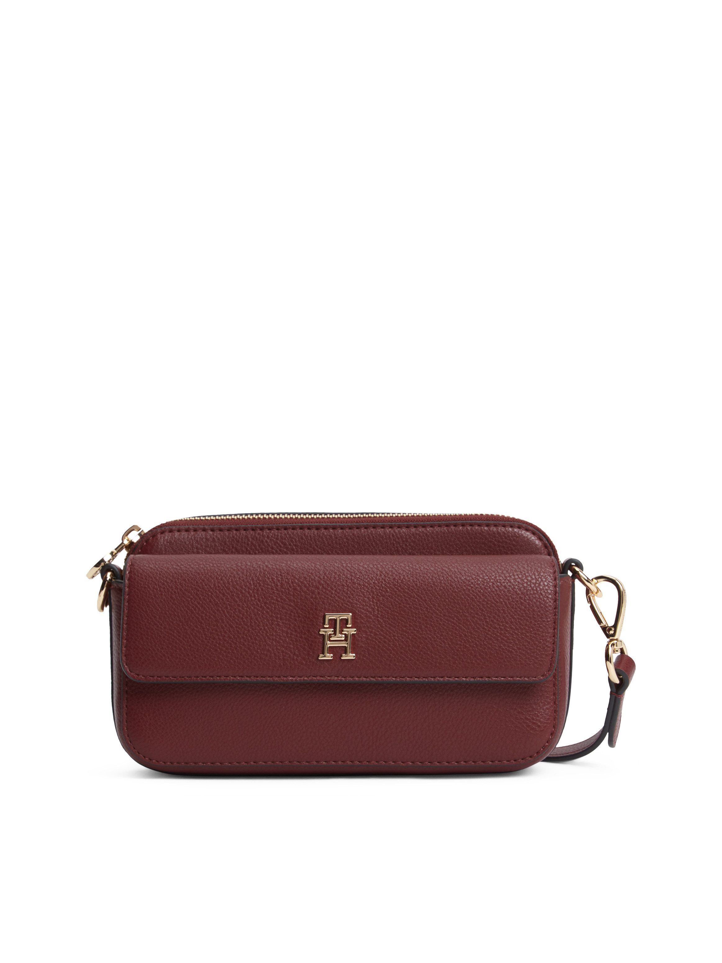 Tommy Hilfiger Umhängetasche TH ICON CAMERA BAG, Damen Clutch, Schultertasche mit goldfarbenem TH-Logo