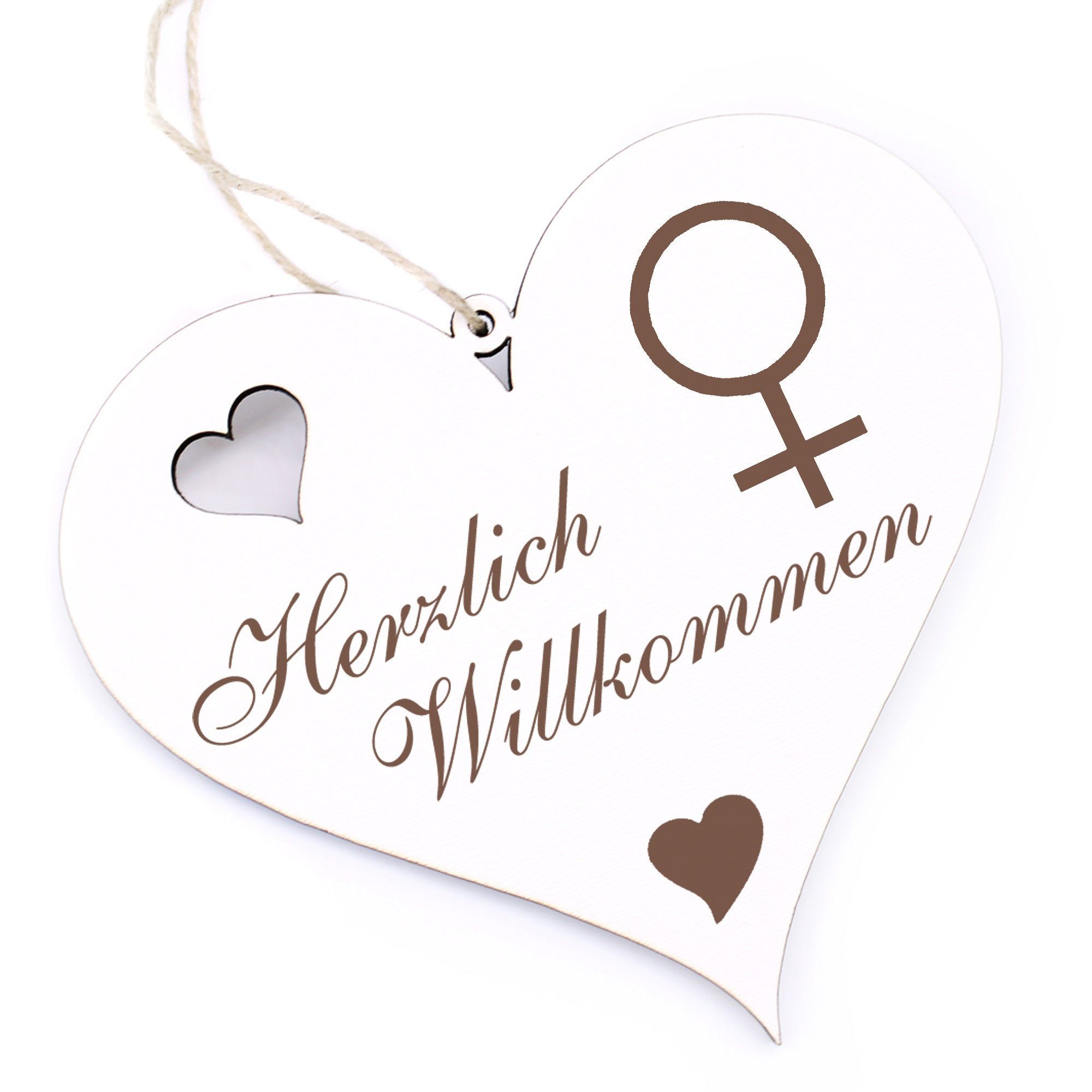 Dekolando Hängedekoration Herzlich - Frau Willkommen - 13x12cm Symbol