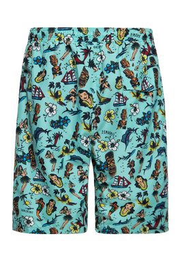 KingKerosin Badeshorts Hawaii mit hawaiianischem Allover-Print