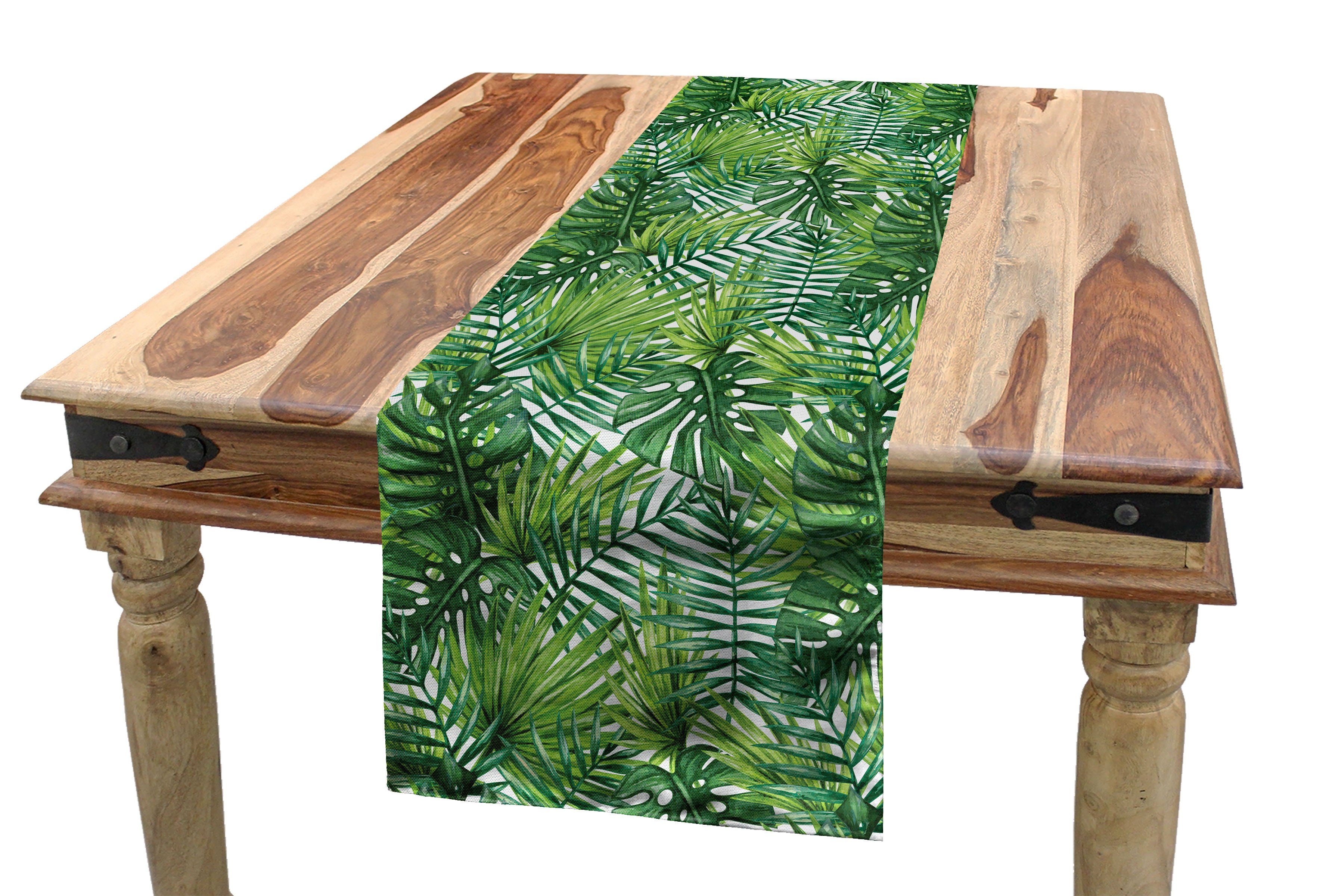 Rechteckiger Tischläufer, Küche Aquarell Abakuhaus Tischläufer Dekorativer Baum-Blätter Esszimmer Blatt