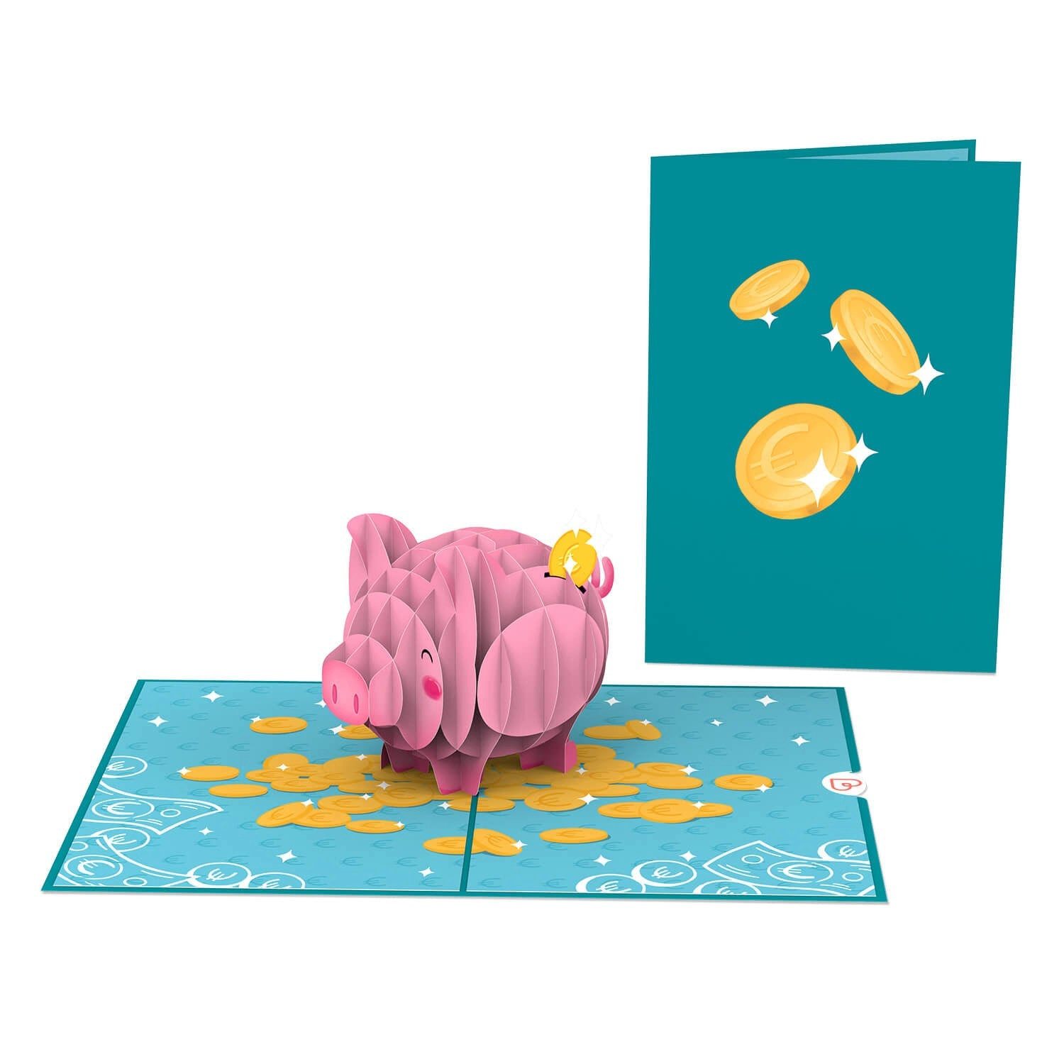 papercrush Geburtstagskarte Sparschwein Pop-Up Karte, Mit Geldfach, Verschenkfertig, Handgemacht
