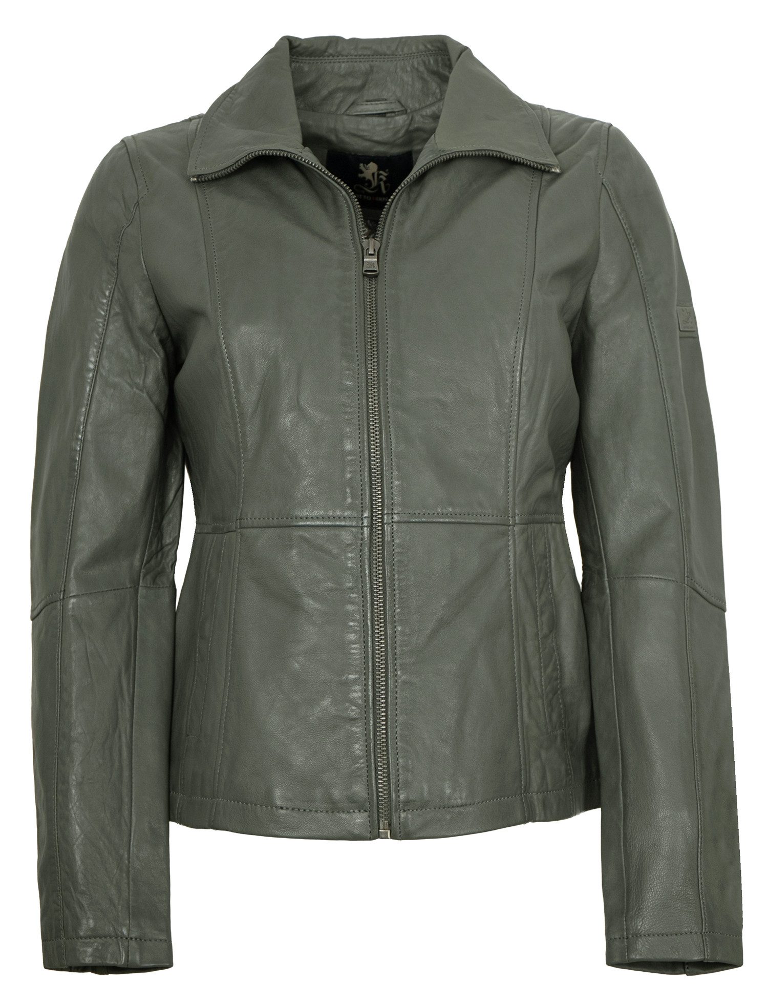 Otto Kern Lederjacke Lotta OTTO KERN - Damen Lederjacke Lammnappa grau-olive