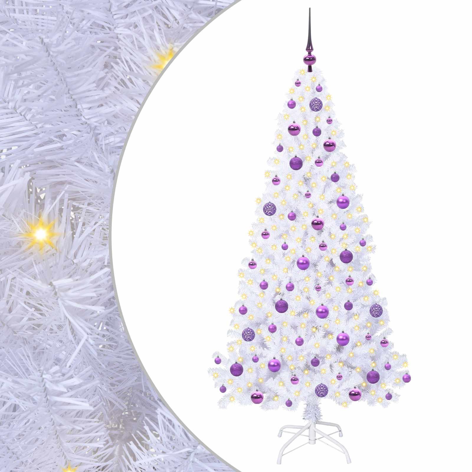 vidaXL Künstlicher Weihnachtsbaum Künstlicher Weihnachtsbaum Weiß 180 cm PVC und Stahl