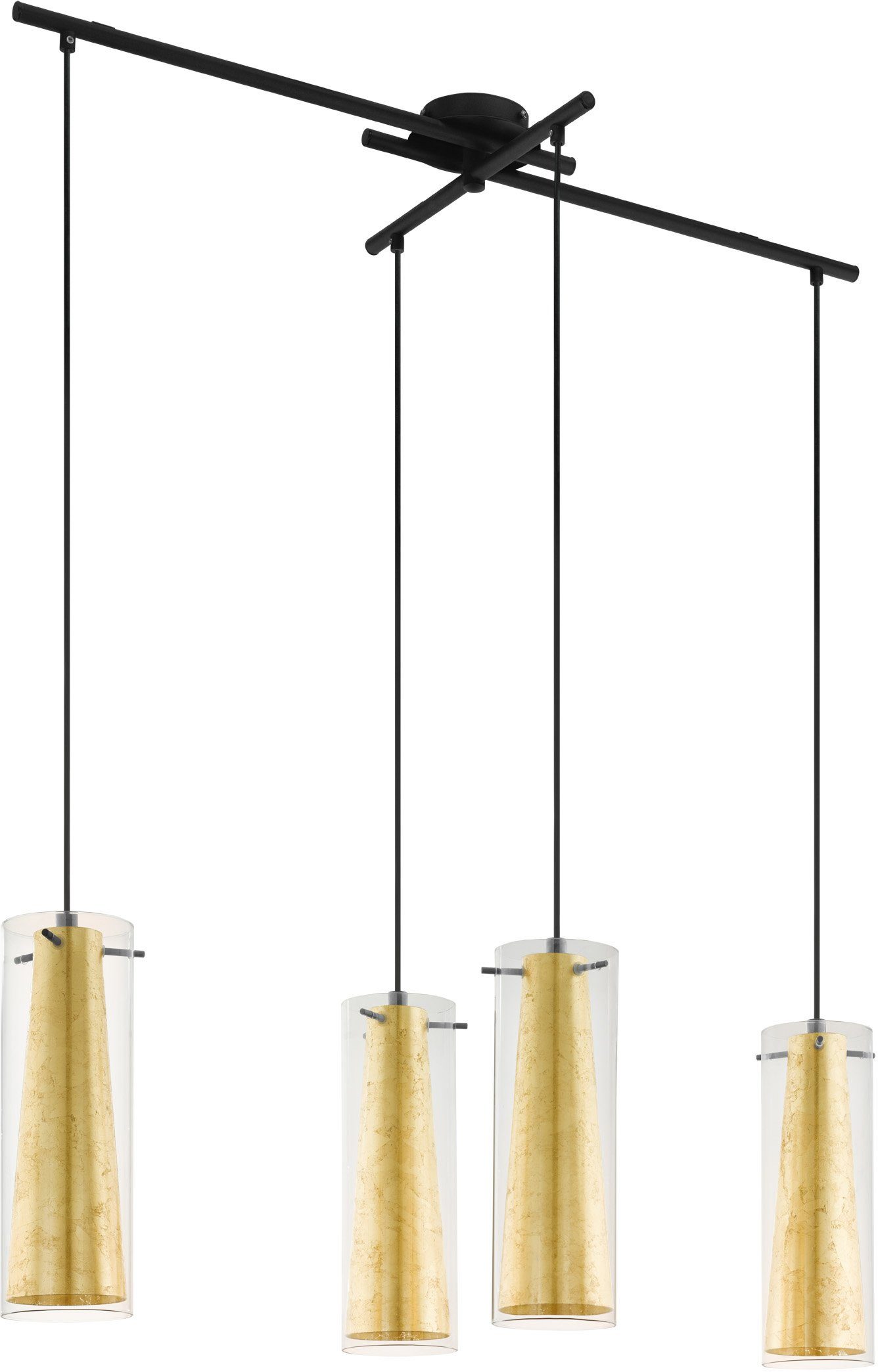 EGLO Hängeleuchte PINTO GOLD Pendellampe, Stahl, Glas, IP20, E27, Esstischlampe, Lampe, ohne Leuchtmittel, Leuchtmittel wechselbar, Hängelampe goldfarben - für Esszimmer, Küche oder Wohnzimmer