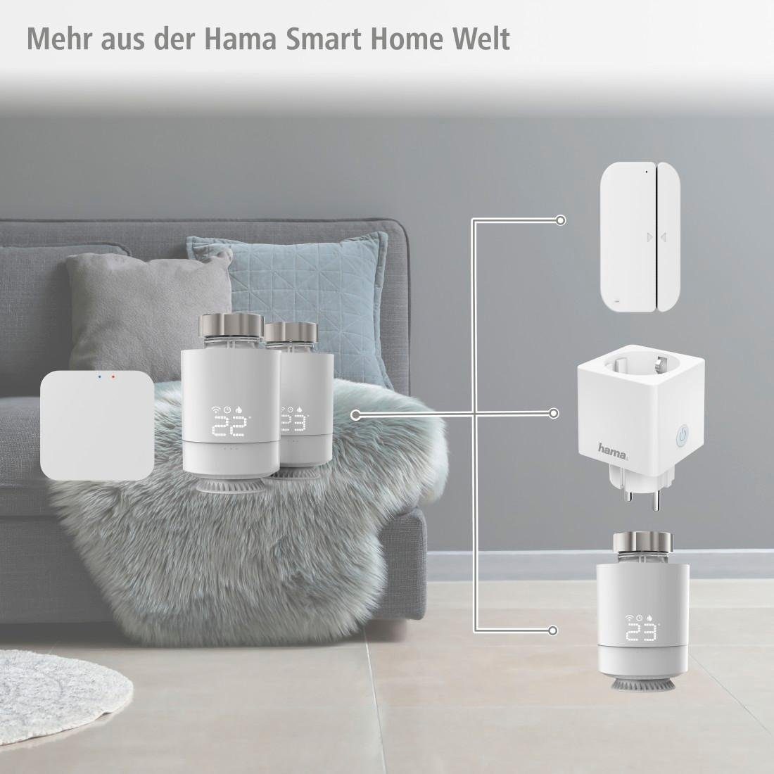 Hama smart + Heizungsthermostat, WLAN 2x Adapter Smart-Home Hub Heizungssteuerung, Starter-Set Set