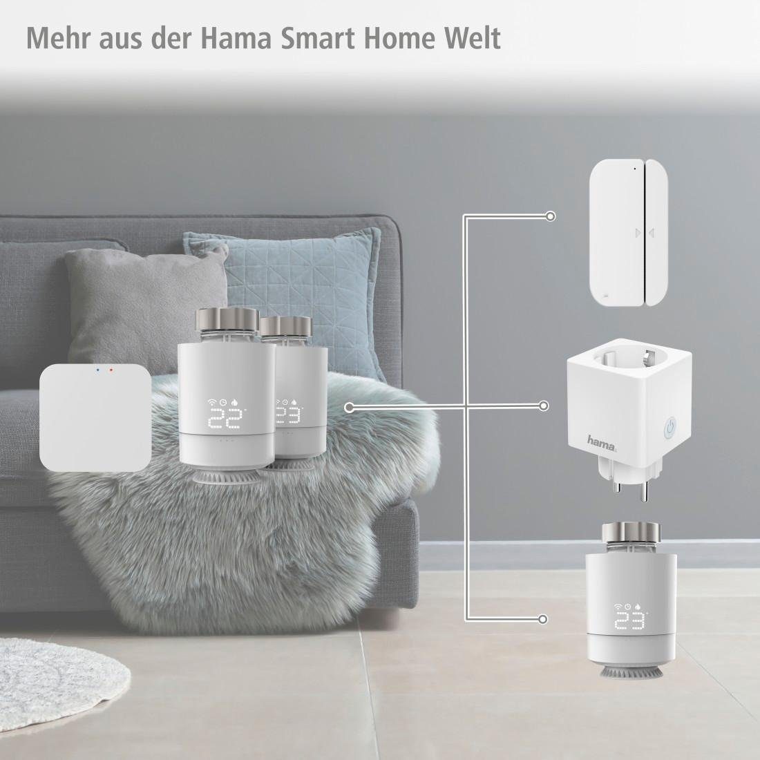 Hama WiFi heating control, set of 2x smart heating thermostats, smart home starter set (radiator thermostats), hub + adapter