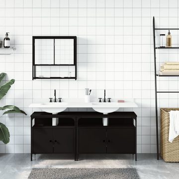 vidaXL Badezimmer-Set 3-tlg. Badmöbel-Set Schwarz Holzwerkstoff, (1-St)