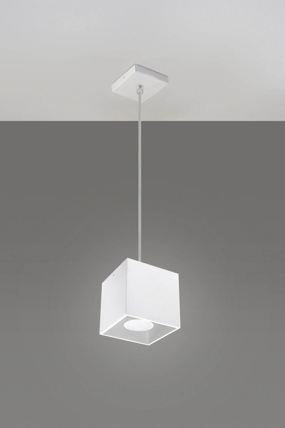 Hängeleuchte Metall Schirm Decke GEO, Weiß rechteckig Leuchtmittel, Pendelleuchte ohne Büro Flur Bauhaus Licht-Erlebnisse