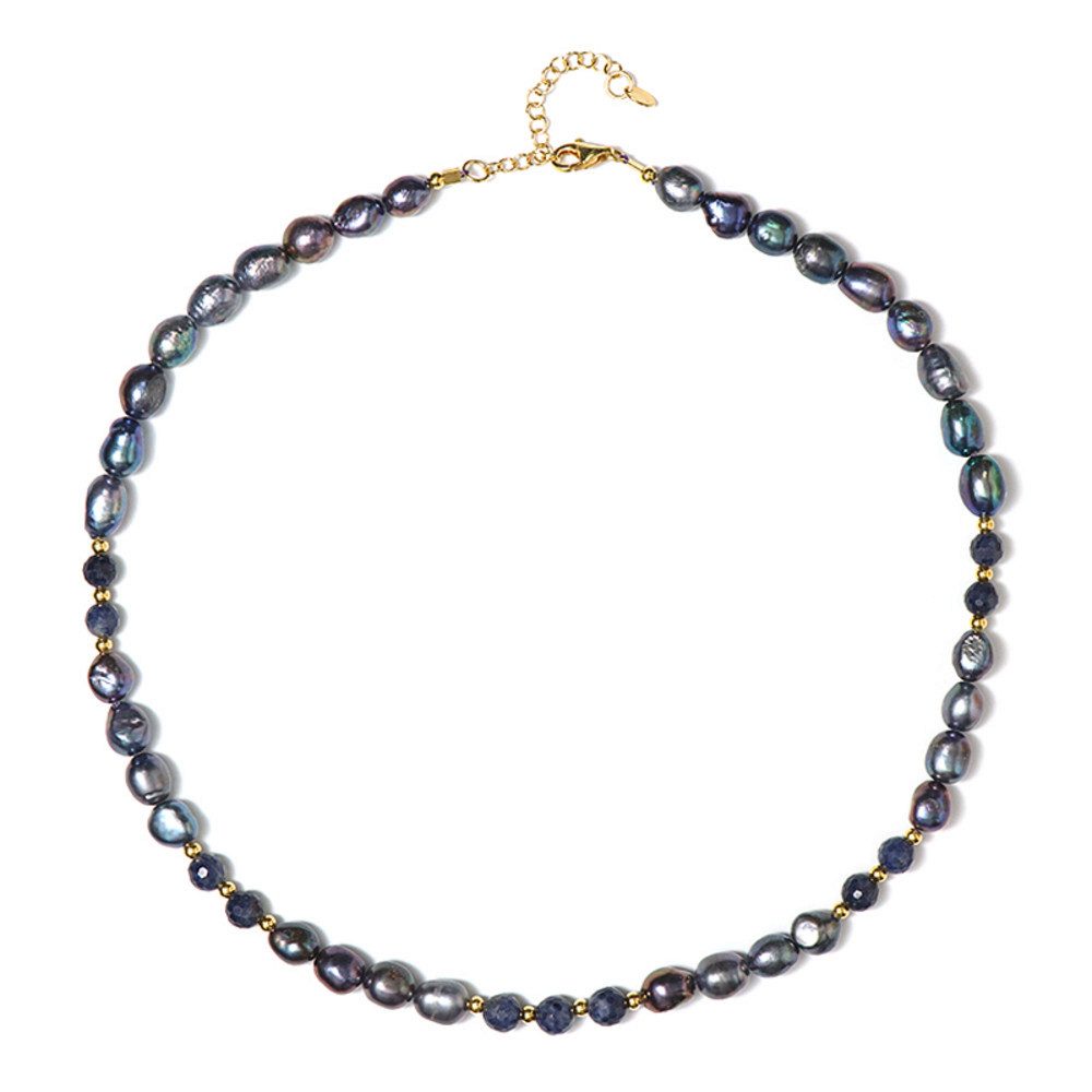 Cavill Silberkette Cavill Sterlingsilber Halskette mit 25,37 ct Mystic Perlen & Saphiren (1-tlg)