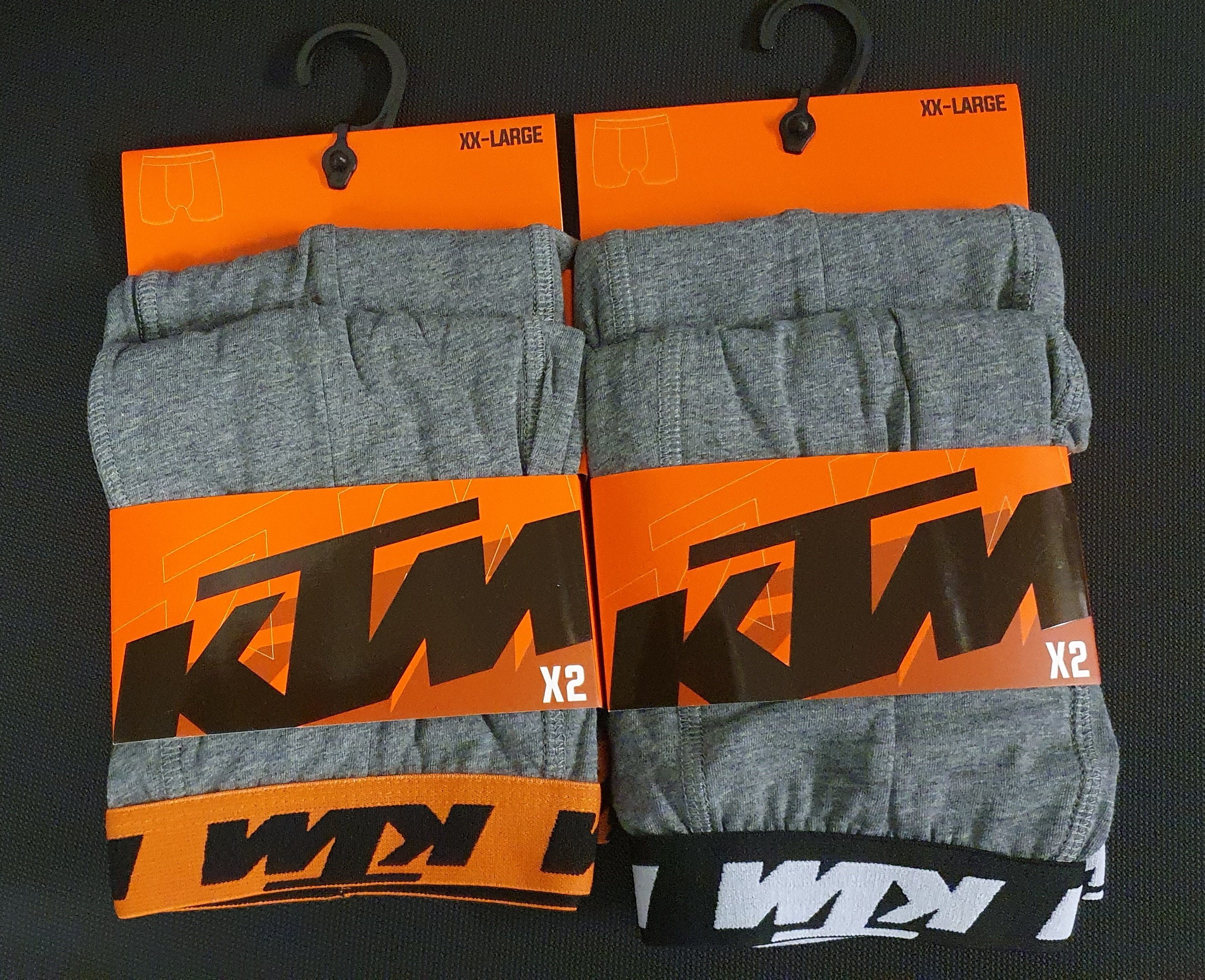 KTM Basic mit (2er-Pack) Boxershorts auf Unterhose dem Logo Men Hüft-Shorts Outdoorsport grau-schwarz Taillenbund