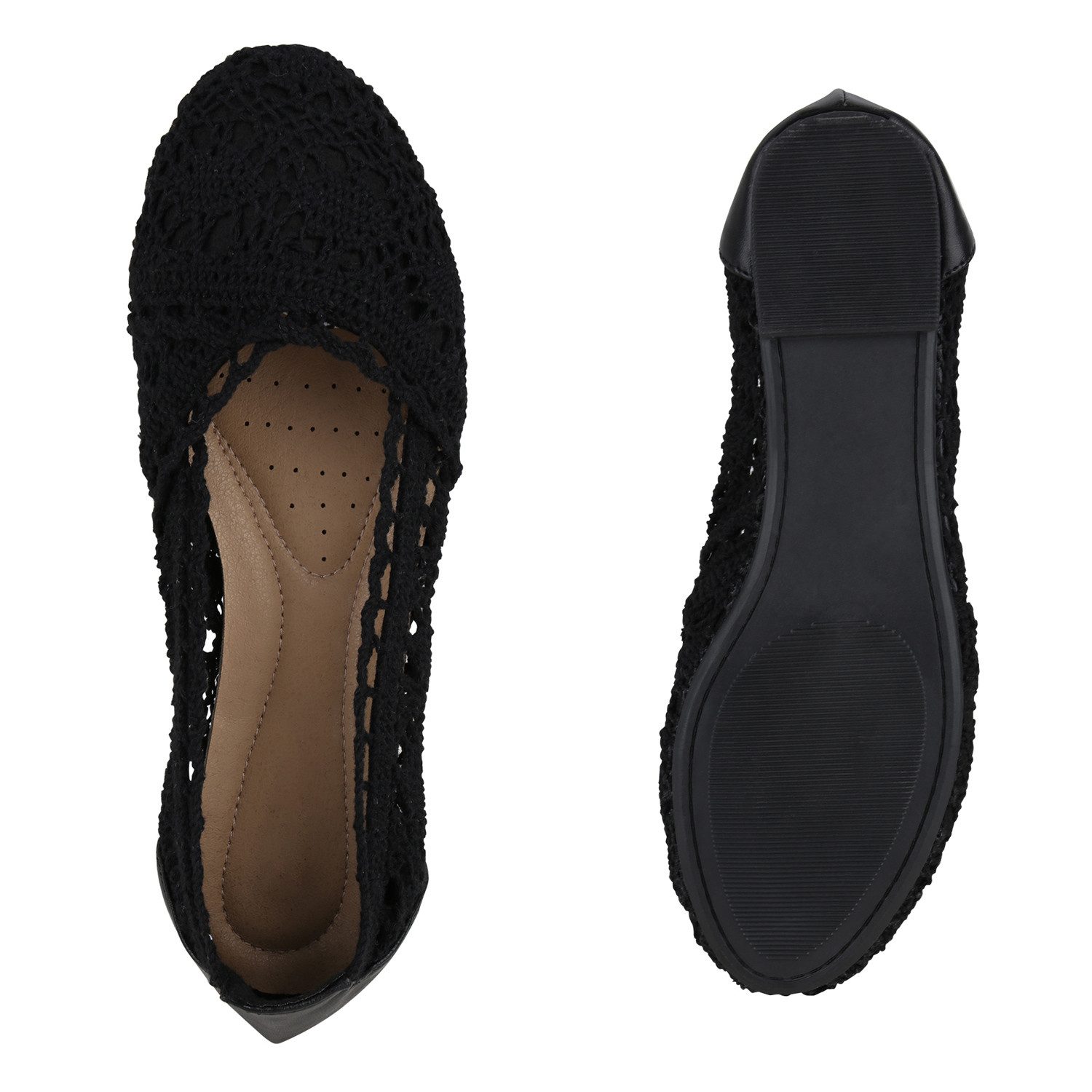 VAN HILL 21592237 TH F169-21(F109-11)[TH] Damen Ballerinas Black 37 Ballerina Damen Klassische Ballerinas Slippers Bequeme Spitze Stoff