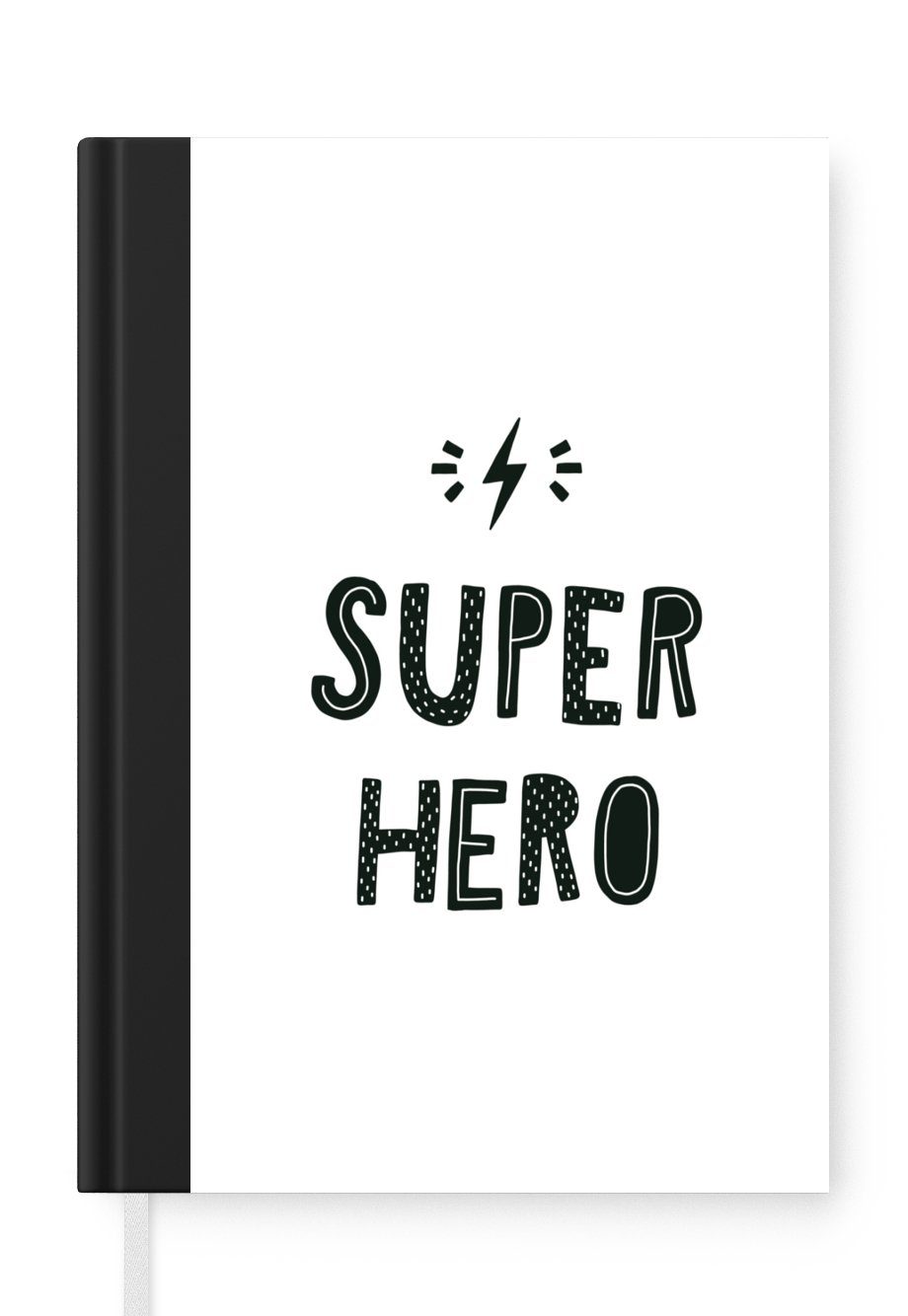MuchoWow Notizbuch Kinder - Superhelden - Schwarz - Weiß - Jungen - Mädchen - Baby - Kind, Journal, Merkzettel, Tagebuch, Notizheft, A5, 98 Seiten, Haushaltsbuch