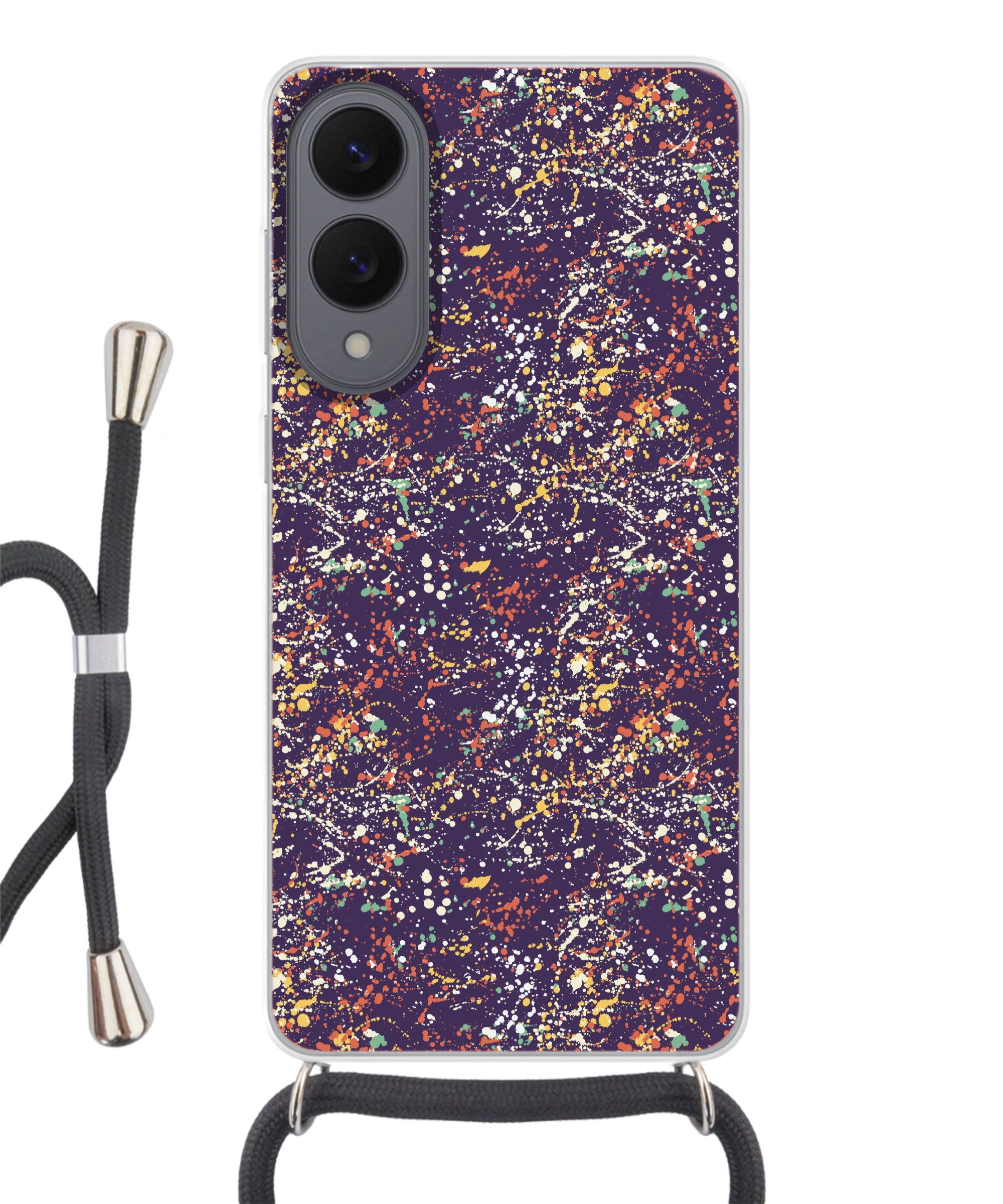 MuchoWow Handyhülle für Samsung Galaxy S25 Edge Spritzer - Abstrakt - Punkte, Tragbare Handyhüllen mit Kette zum umhängen, Handykette Handyband