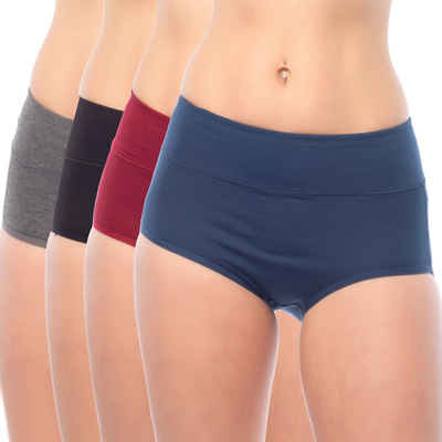 Bongual High-Waist-Hipster Taillenslip mit extra breitem Bund (4er-Pack)