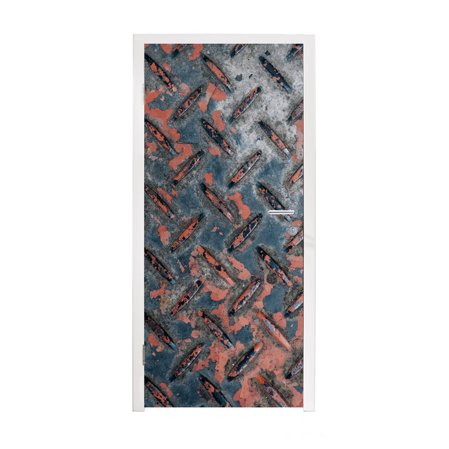 MuchoWow Türtapete Eisen - Platten - Rost, Matt, bedruckt, (1 St), Fototapete für Tür, Türaufkleber, 75x205 cm