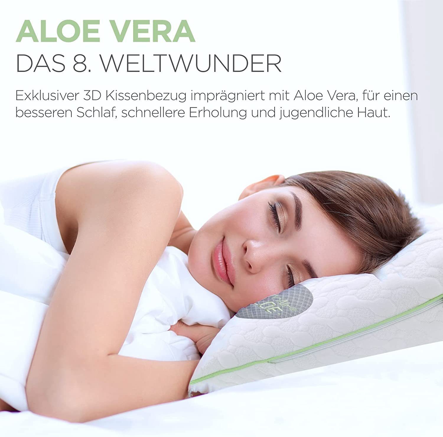 Vitapur Schlafkissen Kopfkissen 40 x 80 Aloe Vera - Kühl im Sommer, Warm im günstig online kaufen