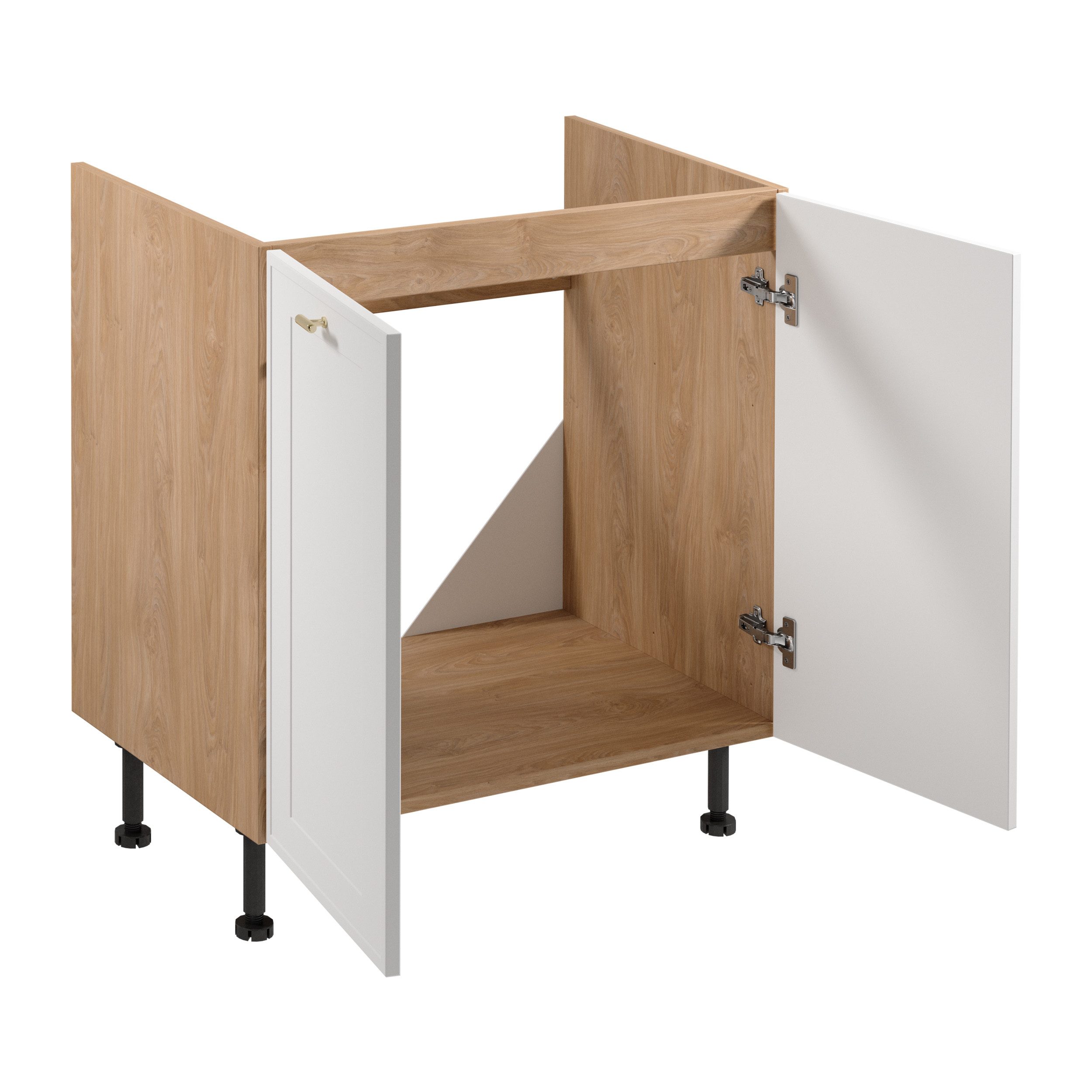 ROYAL24_MARKT Spülenunterschrank - Starke Industrie mit Eleganz für Ihre Küche (Küche Spülenunterschrank, 1-St., Premium - Sorento Weiß Sonoma Eiche -D80Z) Top – Fein – Präzise.