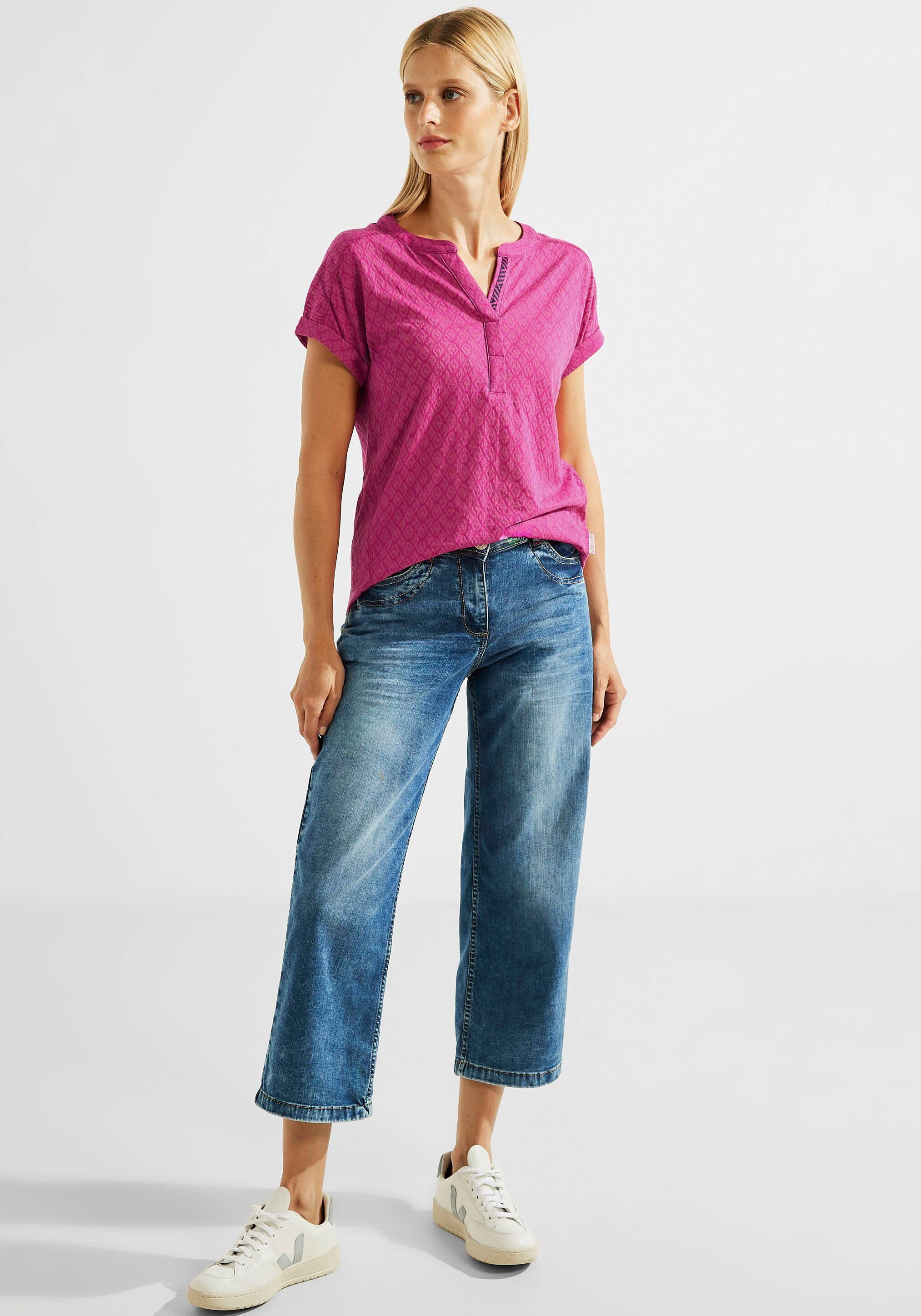 pink in T-Shirt cool Allover-Muster Cecil mit Rhombusform