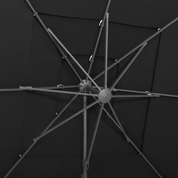 furnicato Sonnenschirm mit Aluminium-Mast 4-lagig Schwarz 250x250 cm